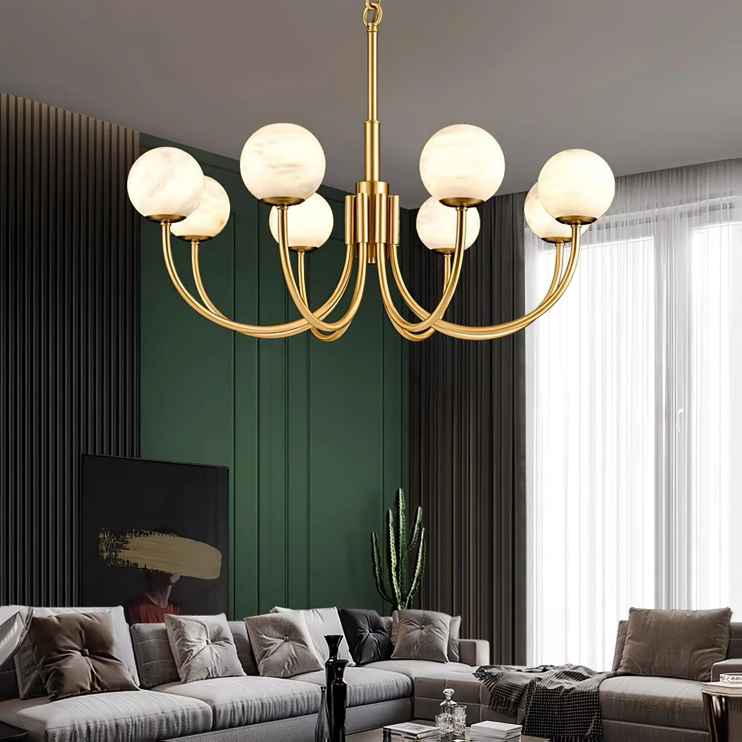 Alira Vintage Alabaster Chandelier Light - Image 39