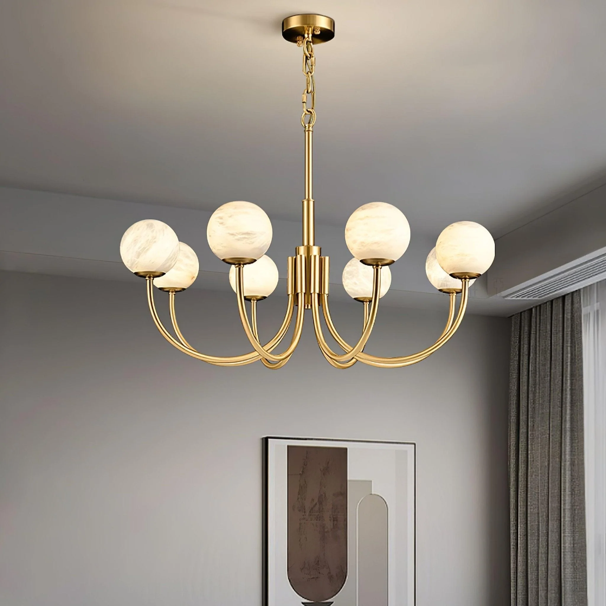 Alira Vintage Alabaster Chandelier Light - Image 4
