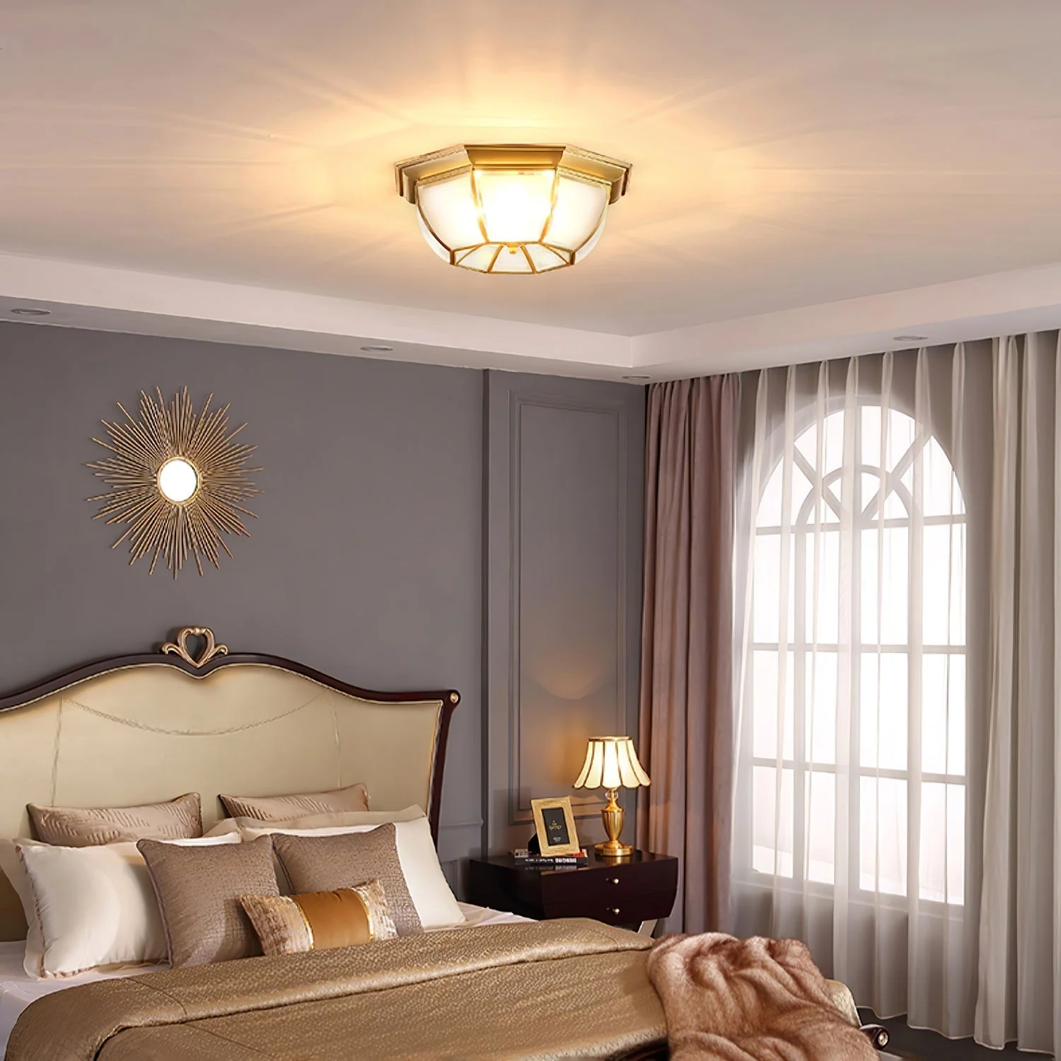 Alirora Bowl Shaped Brass Glass Ceiling Lamp - Image 14