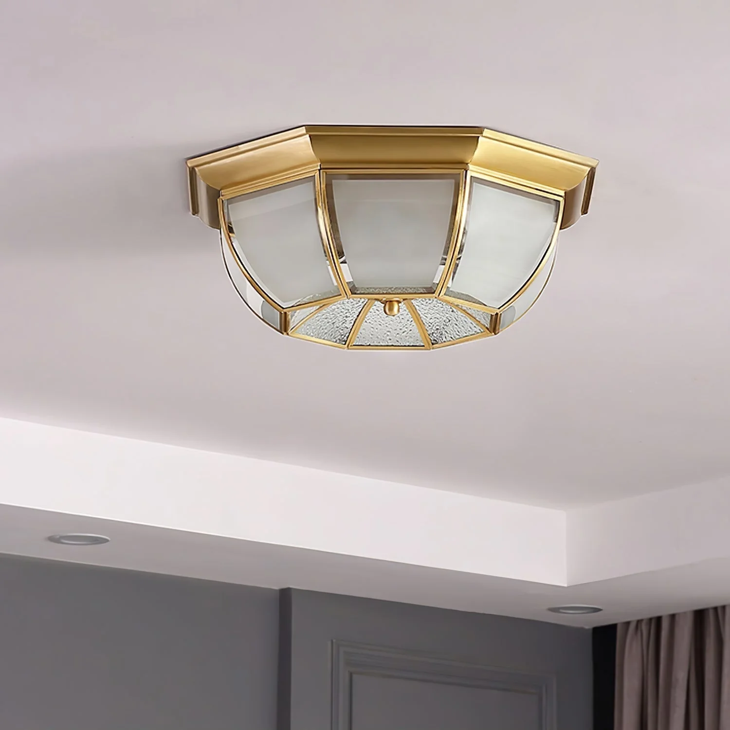 Alirora Bowl Shaped Brass Glass Ceiling Lamp - Image 16