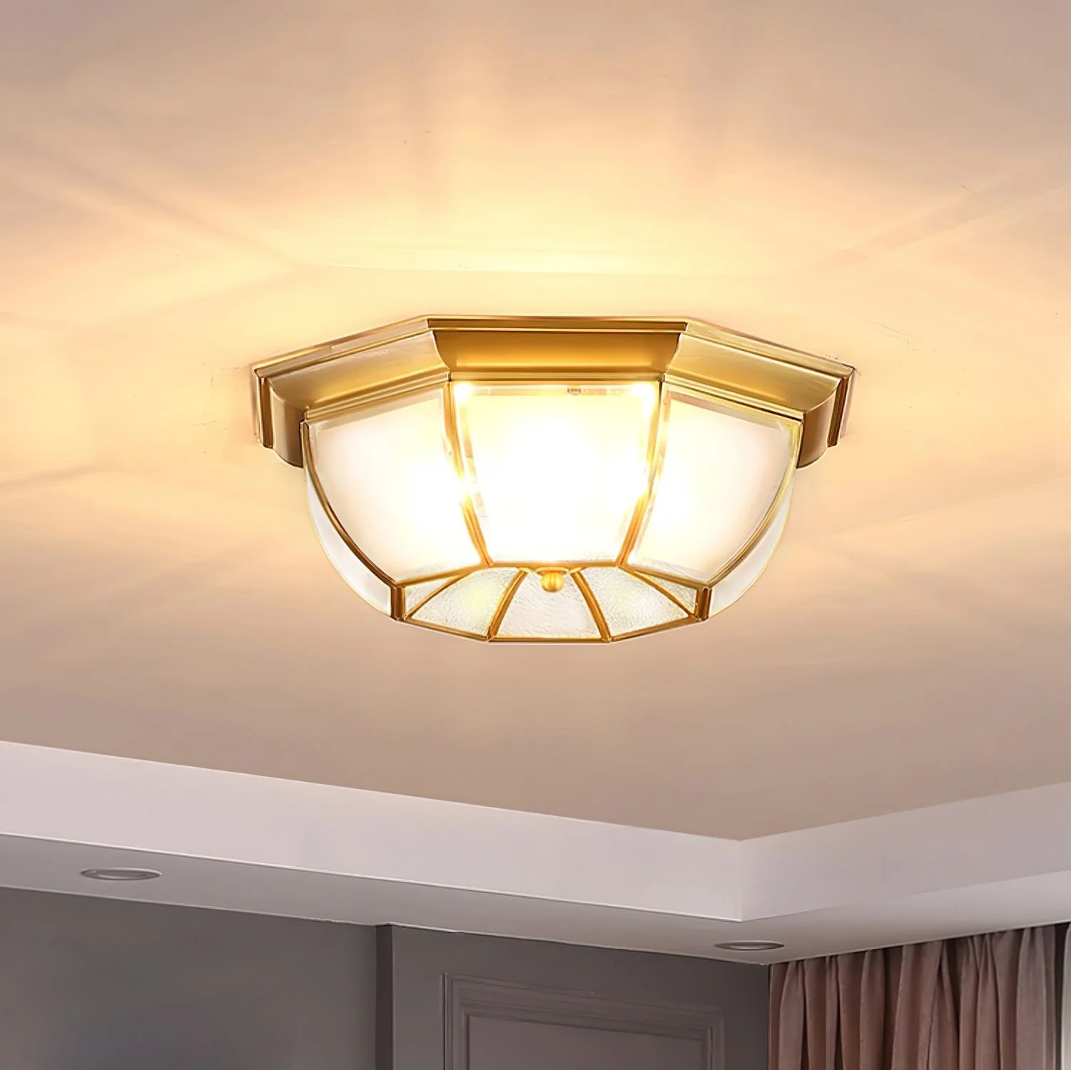 Alirora Bowl Shaped Brass Glass Ceiling Lamp - Image 4