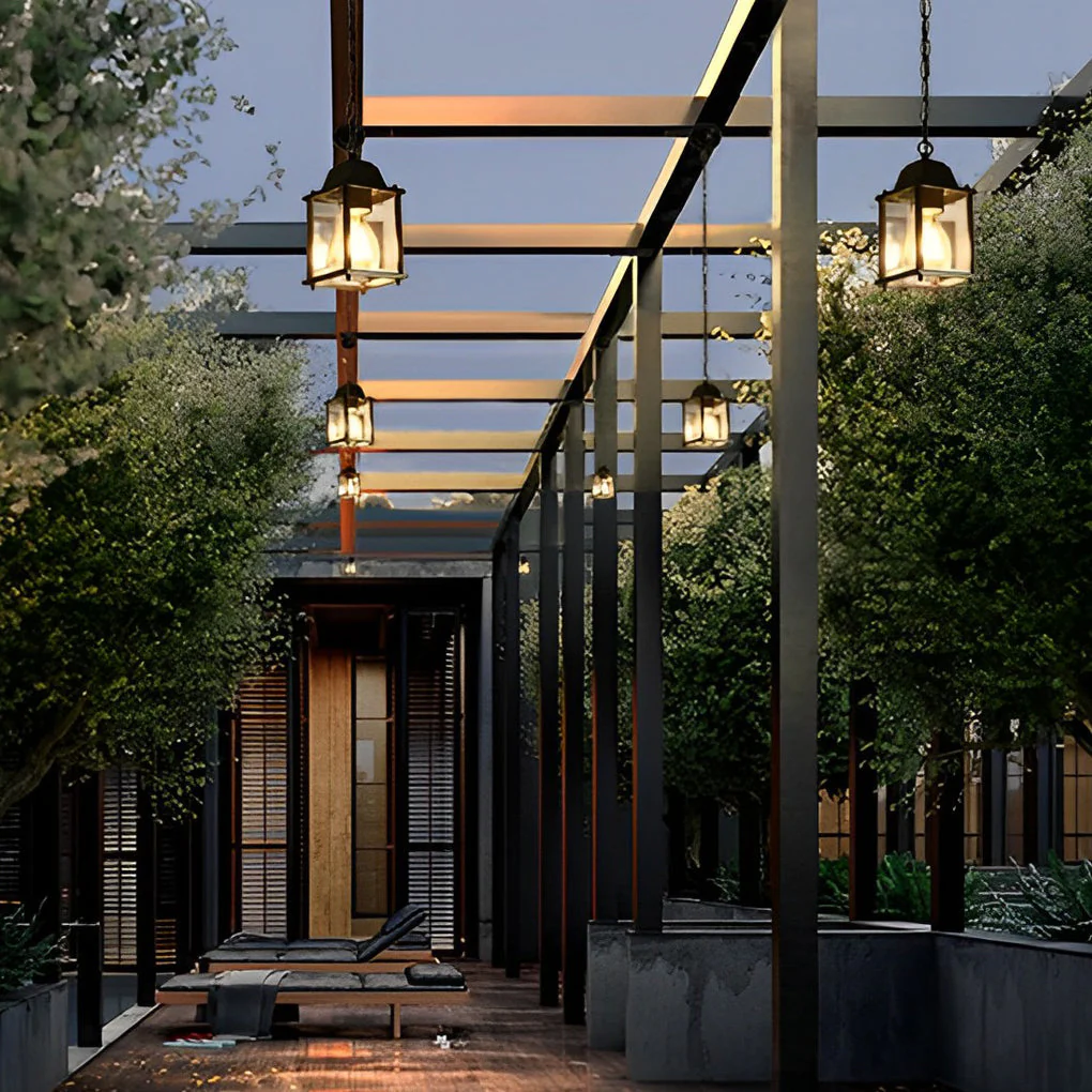 Alma Square Modern Glass Outdoor Pendant Lights - Image 3