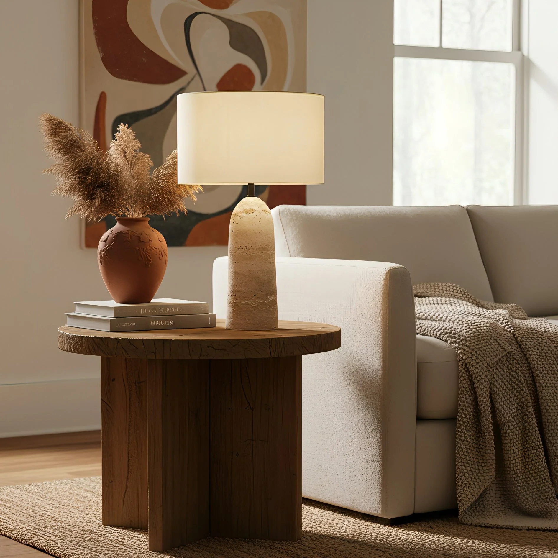 Aloa Wabi-Sabi Travertine Table Lamp - Image 3