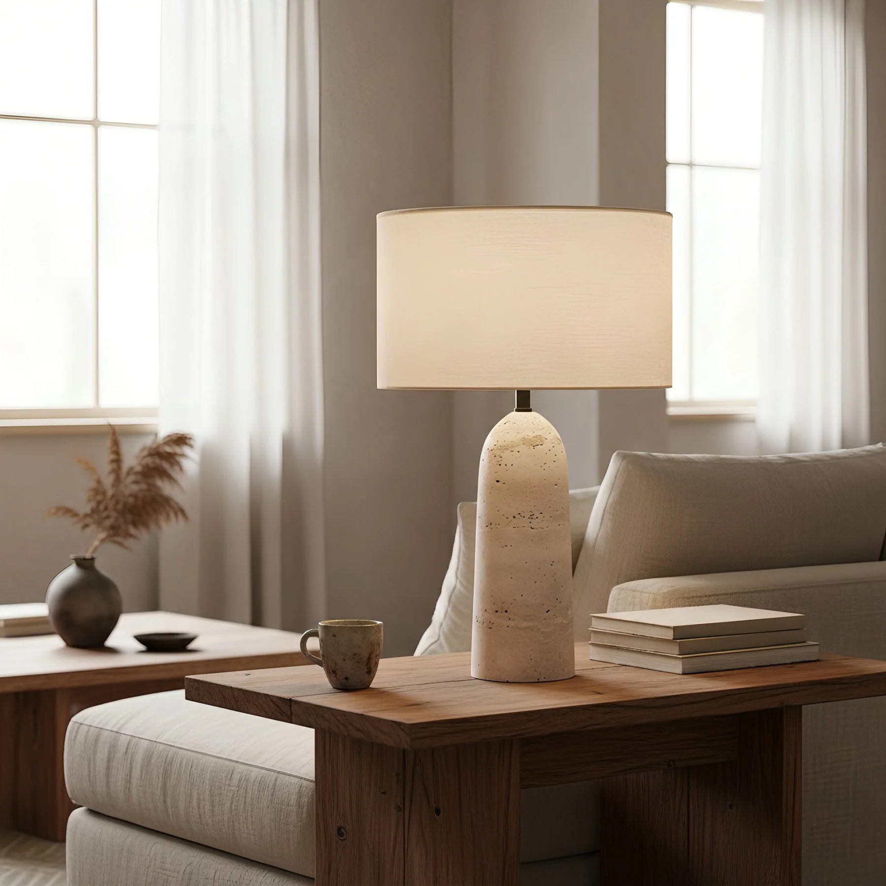 Aloa Wabi-Sabi Travertine Table Lamp - Image 5