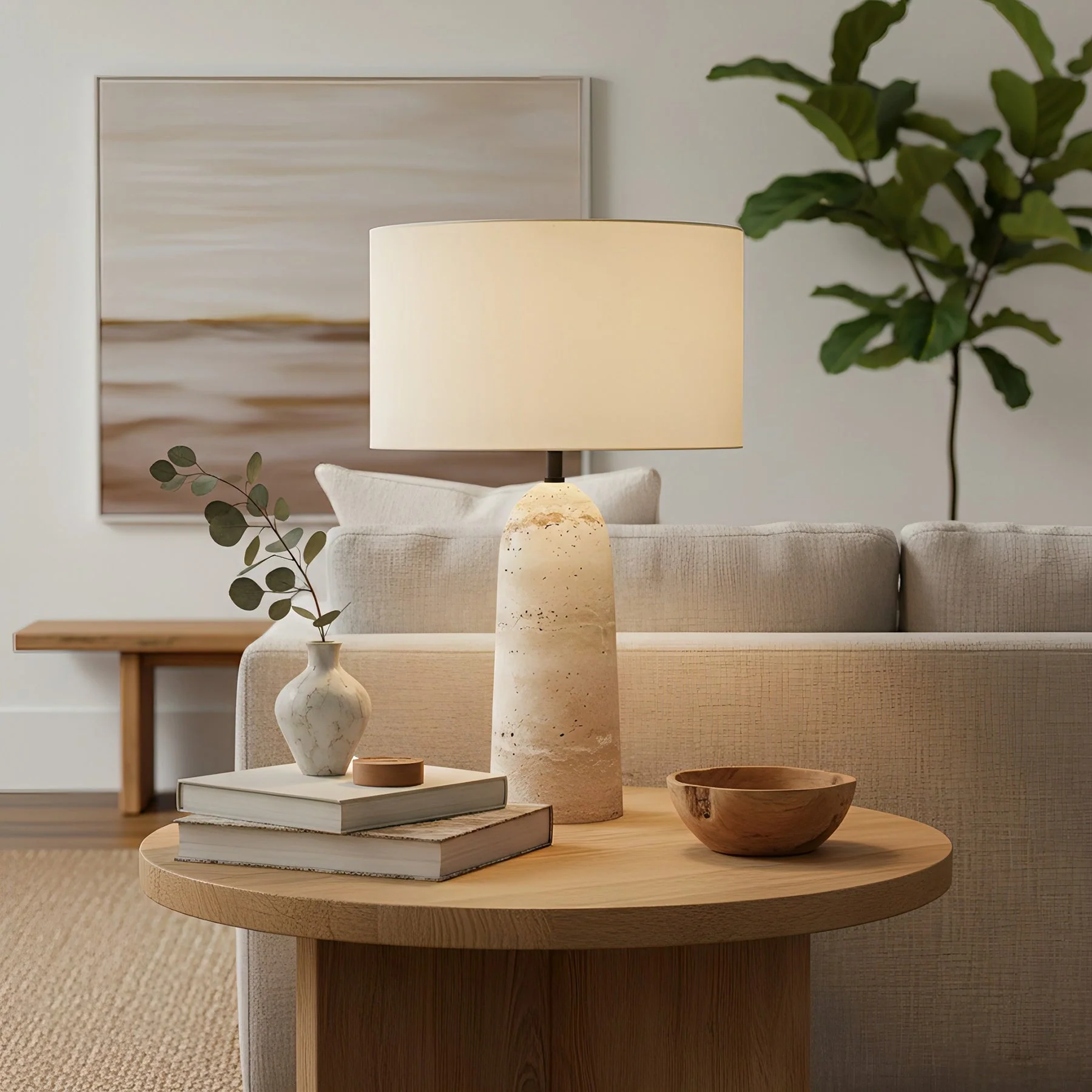 Aloa Wabi-Sabi Travertine Table Lamp - Image 6