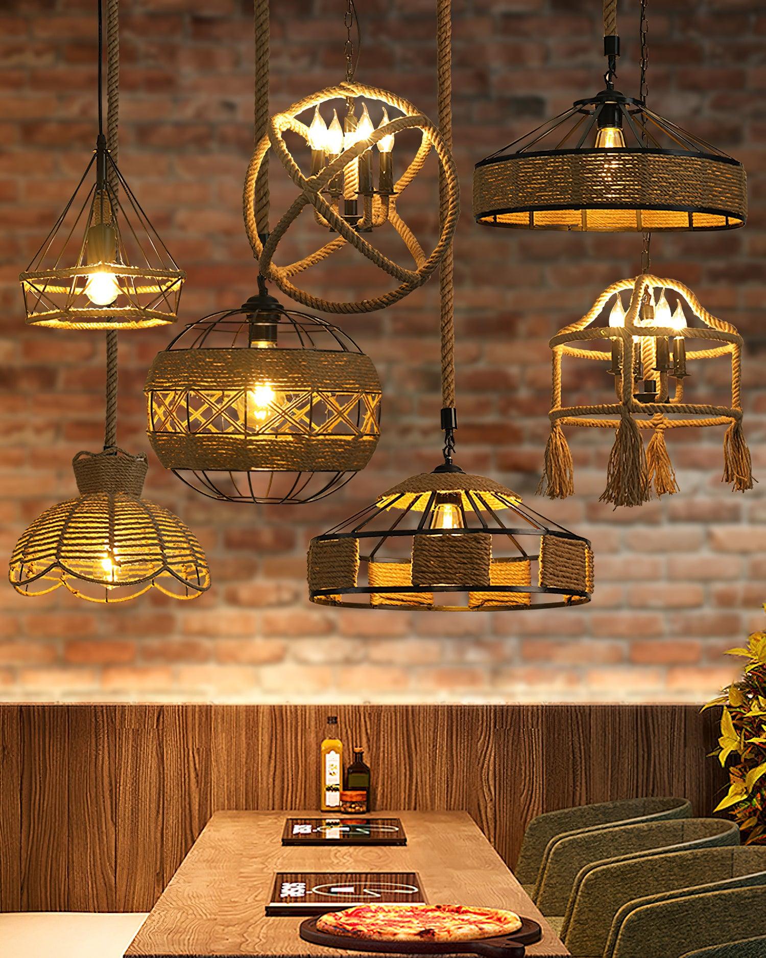 Alshaan Retro Hemp Rope Exquisite Pendant Light - Image 11