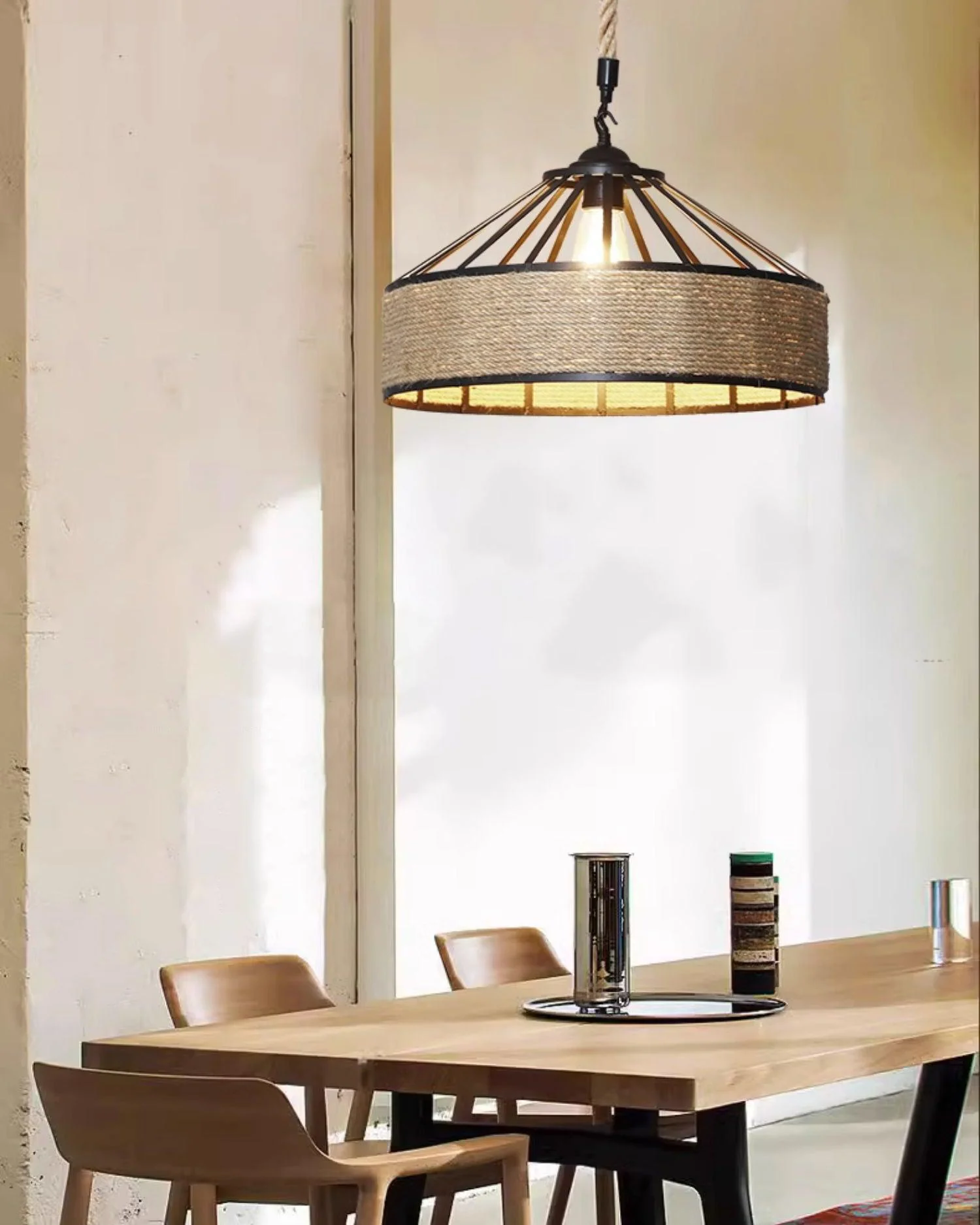 Alshaan Retro Hemp Rope Exquisite Pendant Light - Image 15