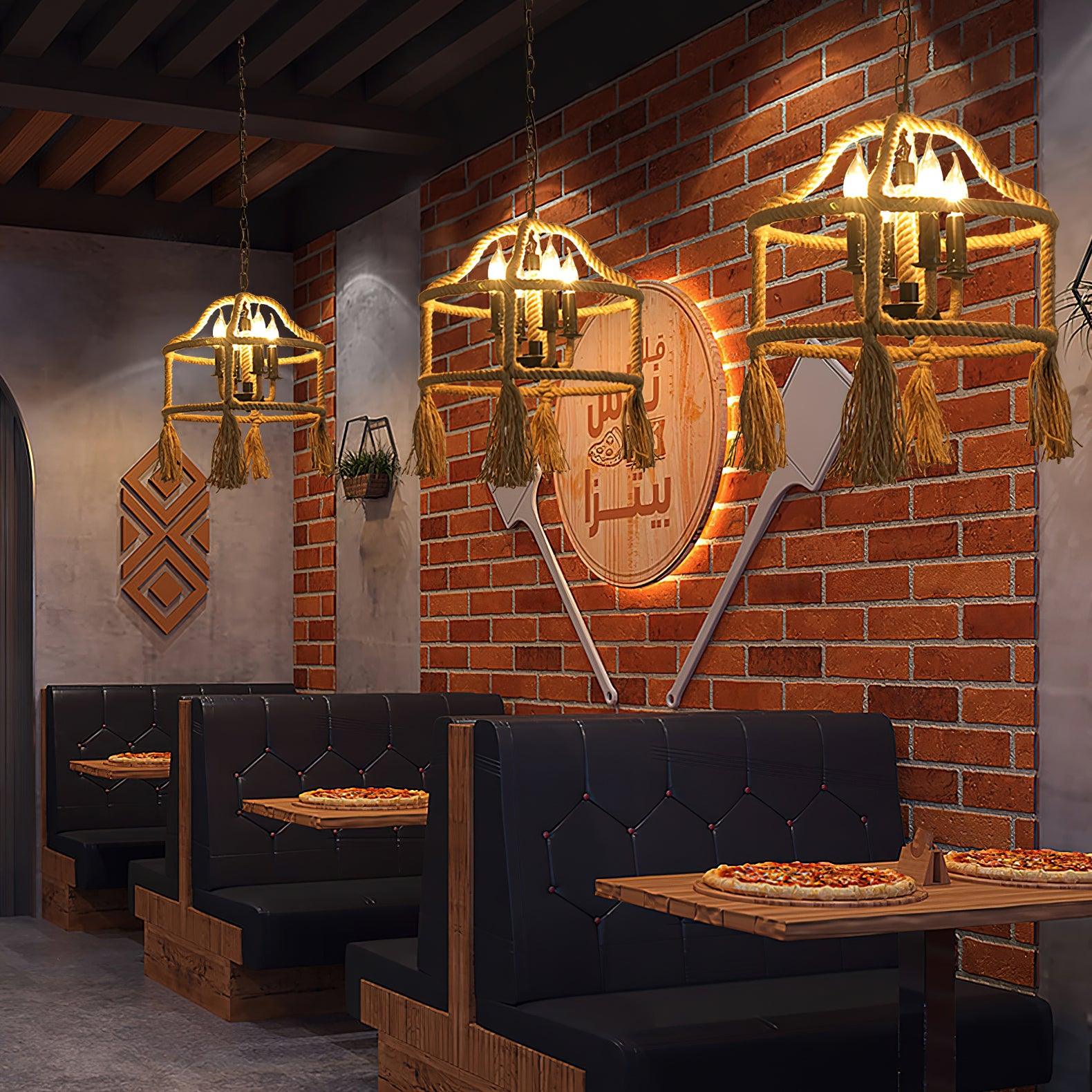 Alshaan Retro Hemp Rope Exquisite Pendant Light - Image 2