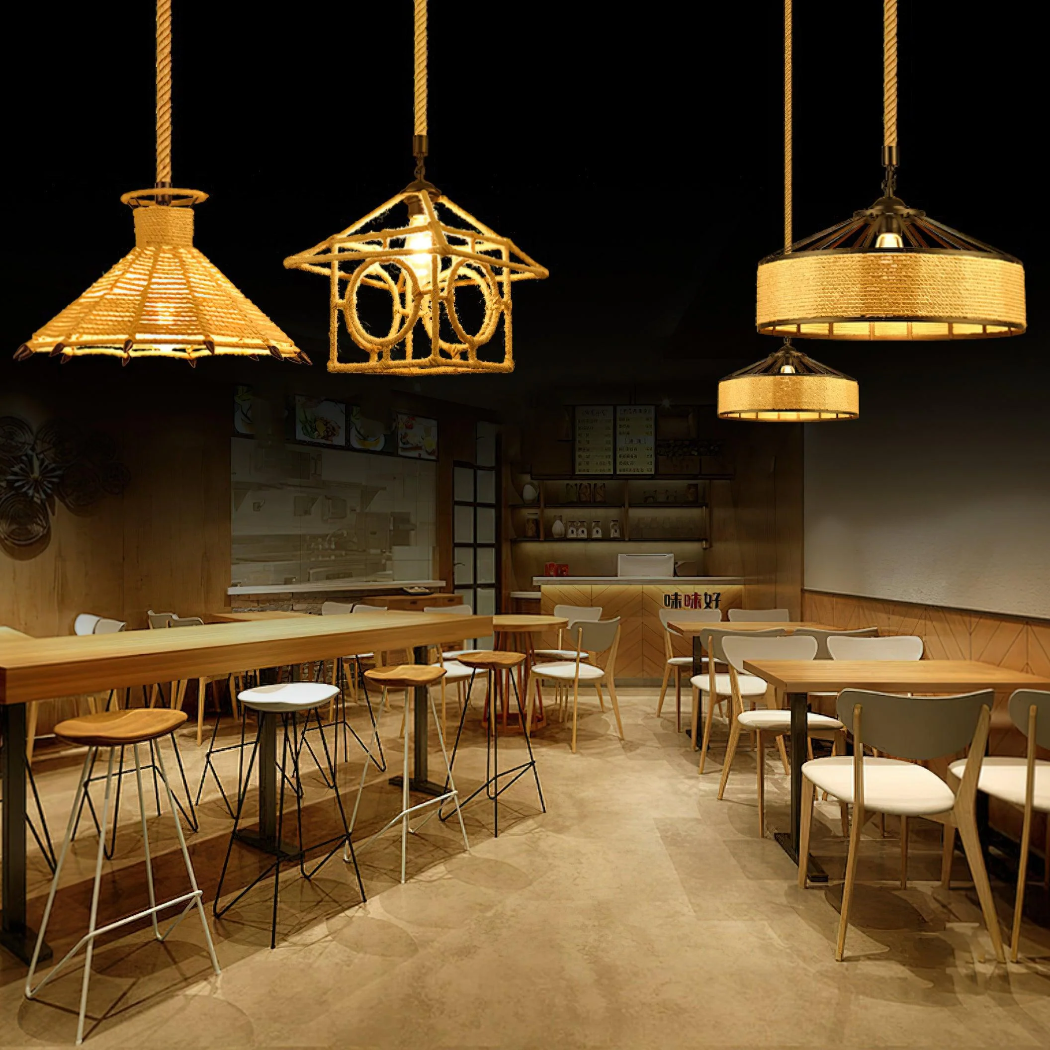Alshaan Retro Hemp Rope Exquisite Pendant Light - Image 3