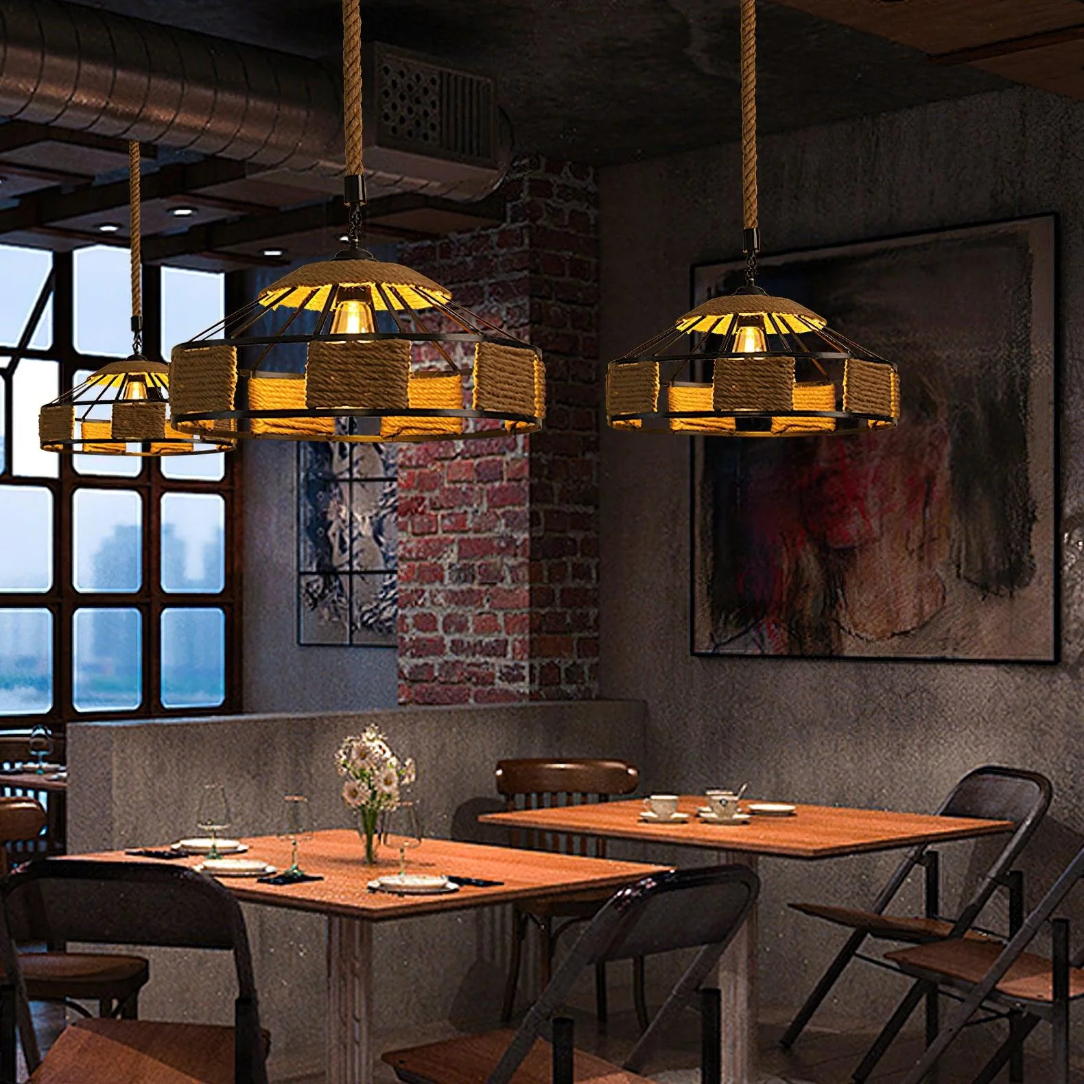 Alshaan Retro Hemp Rope Exquisite Pendant Light - Image 46