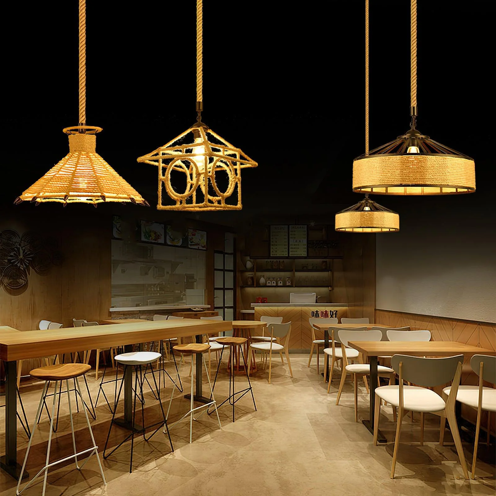 Alshaan Retro Hemp Rope Exquisite Pendant Light - Image 47