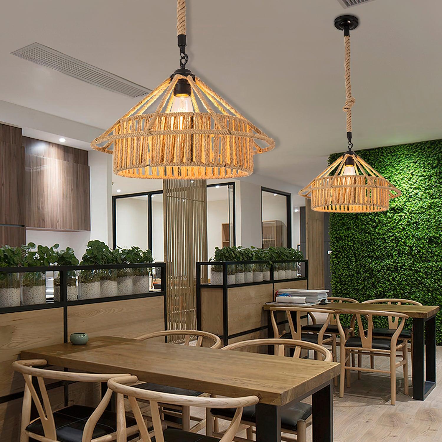 Alshaan Retro Hemp Rope Exquisite Pendant Light - Image 6