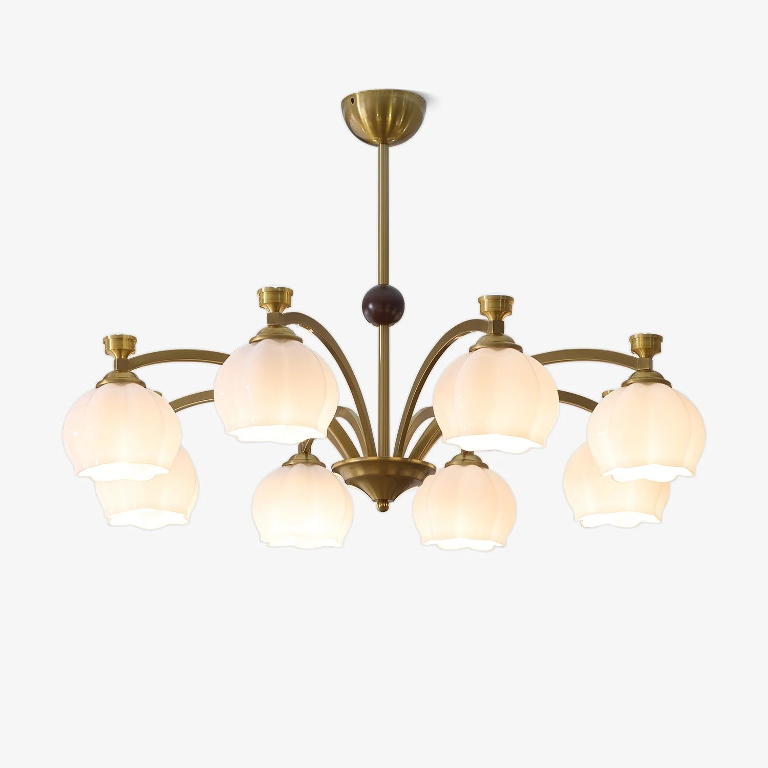 Alshaarae Traditional Premium Arc Wood Glass Chandelier