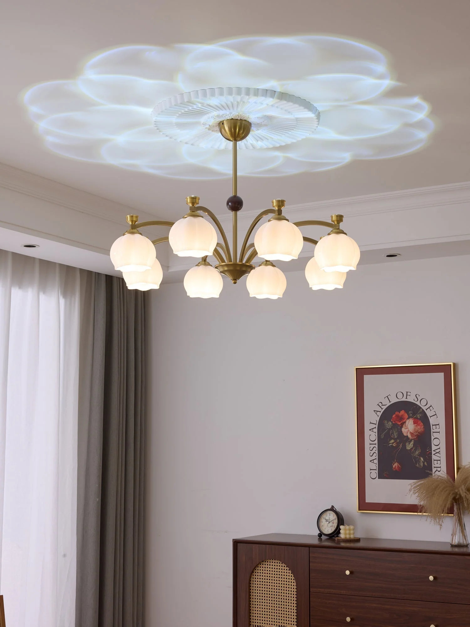 Alshaarae Traditional Premium Arc Wood Glass Chandelier - Image 11