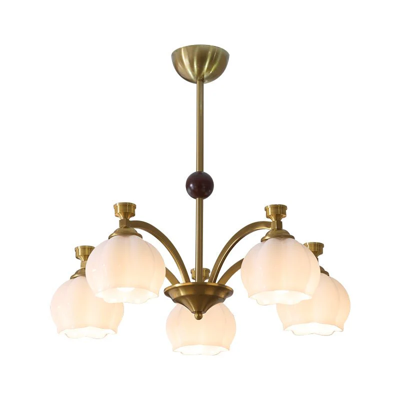 Alshaarae Traditional Premium Arc Wood Glass Chandelier - Image 14