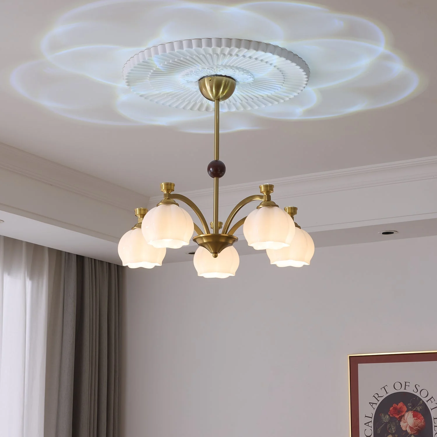 Alshaarae Traditional Premium Arc Wood Glass Chandelier - Image 17