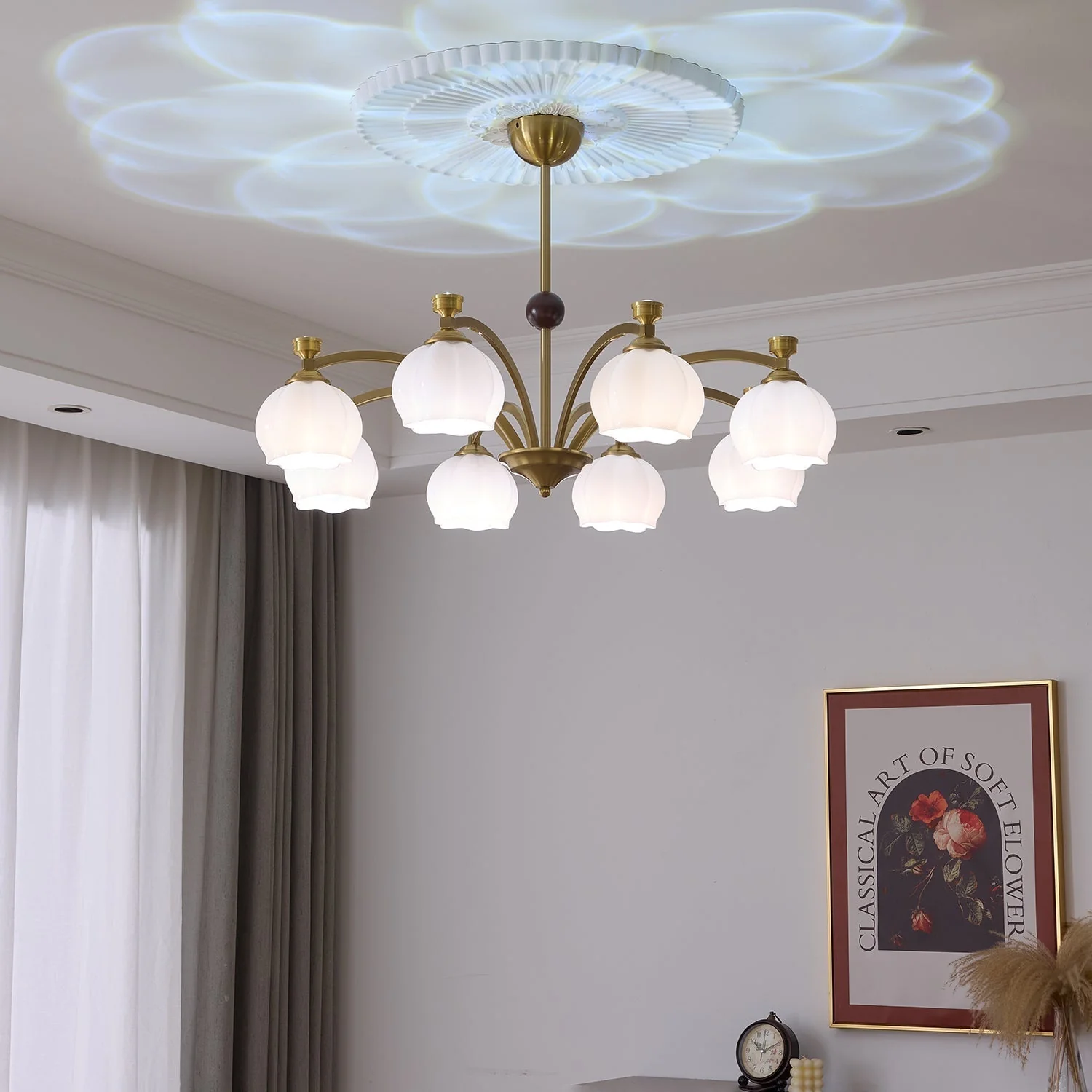 Alshaarae Traditional Premium Arc Wood Glass Chandelier - Image 19