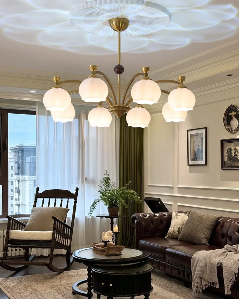 Alshaarae Traditional Premium Arc Wood Glass Chandelier - Image 22