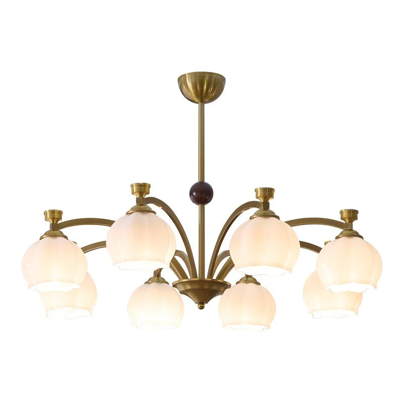Alshaarae Traditional Premium Arc Wood Glass Chandelier - Image 29