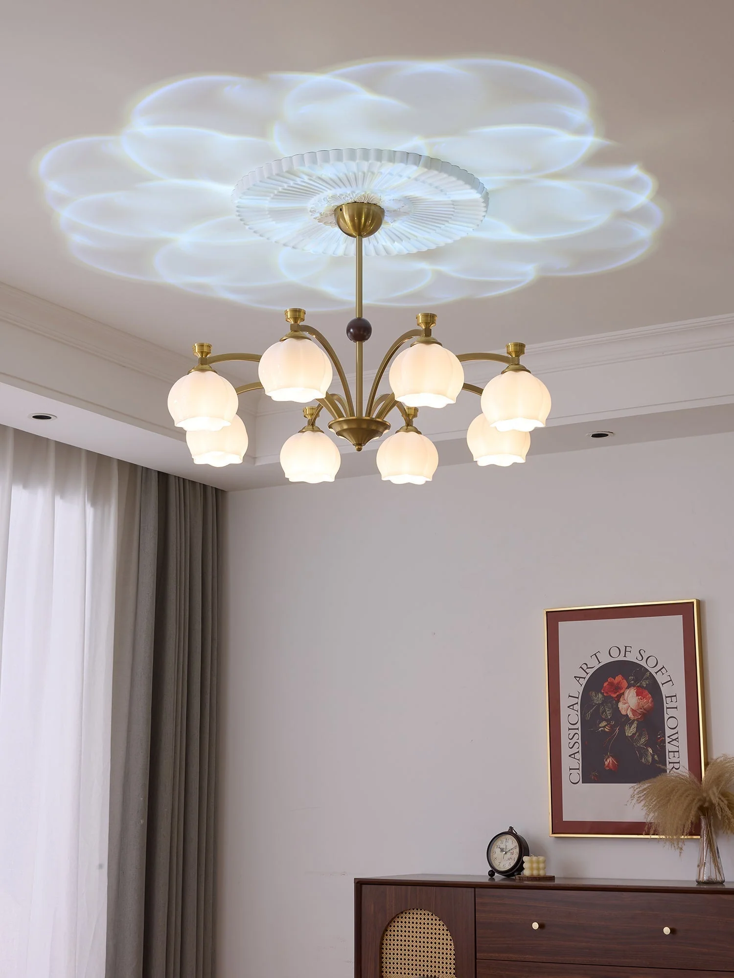Alshaarae Traditional Premium Arc Wood Glass Chandelier - Image 7