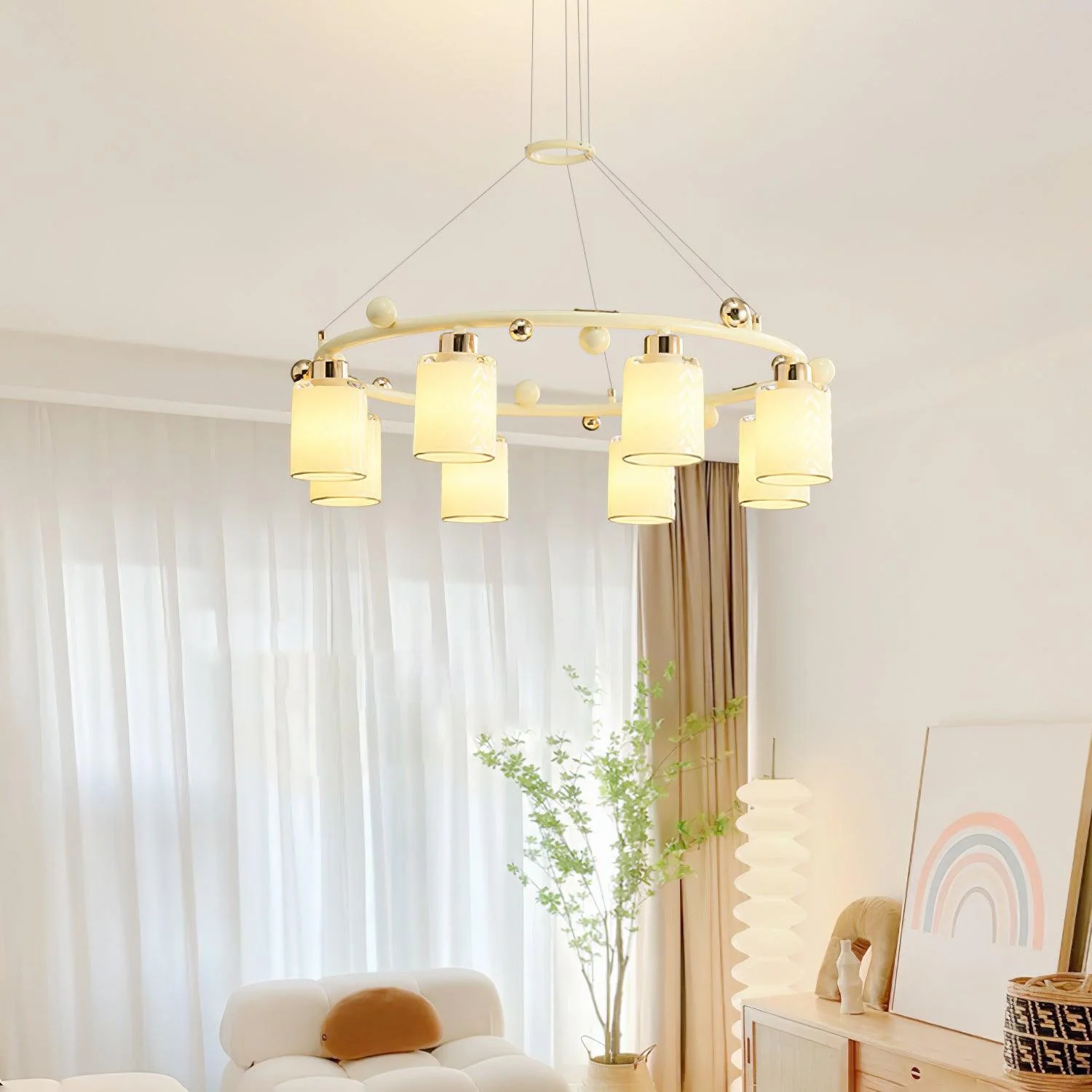 Alsile Japandi Style Glass Chandelier - Image 13