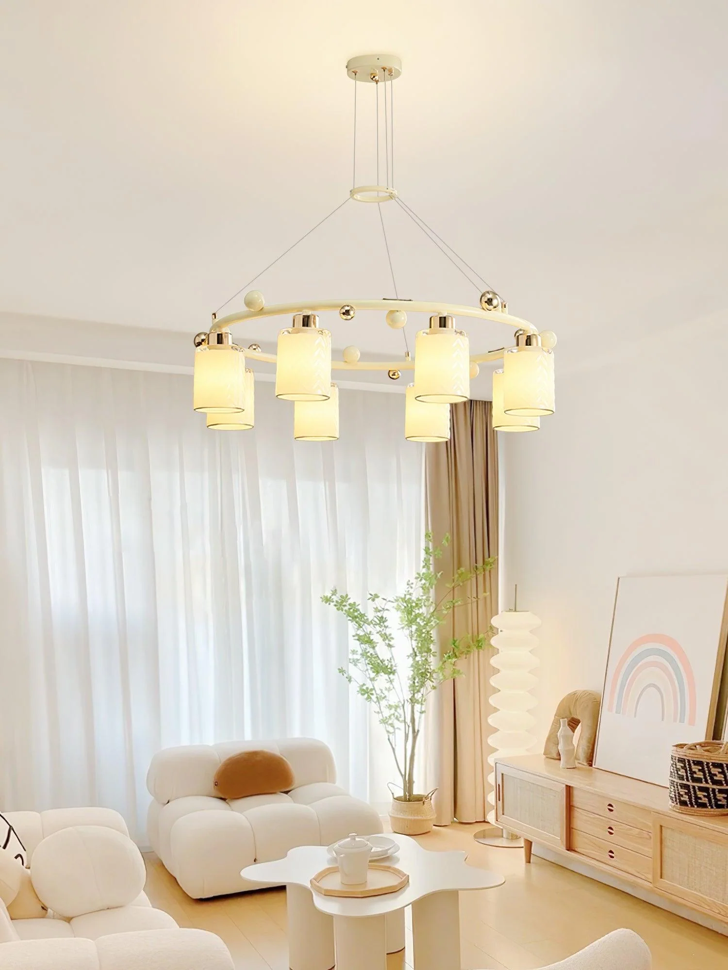 Alsile Japandi Style Glass Chandelier - Image 14
