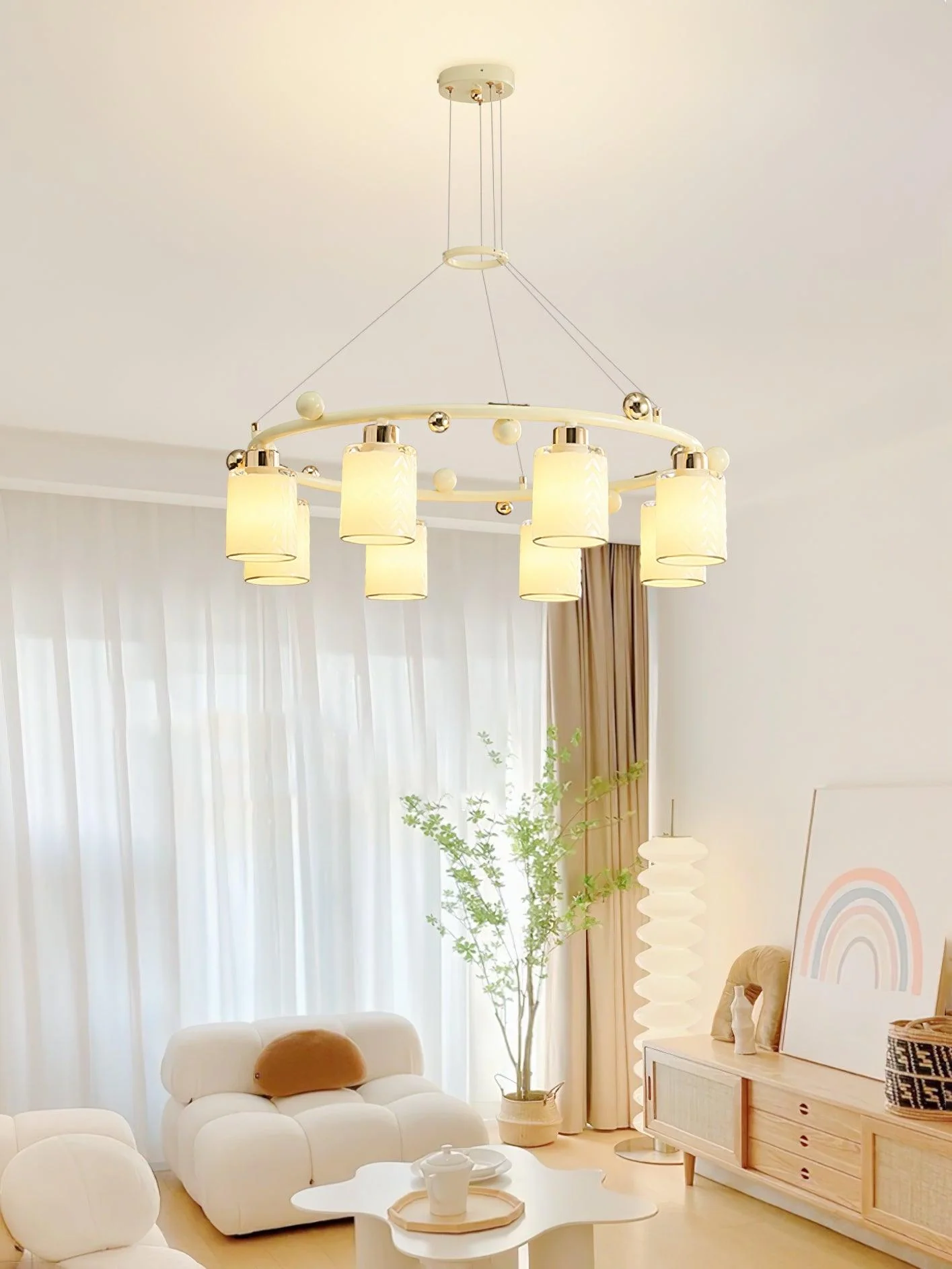 Alsile Japandi Style Glass Chandelier - Image 16
