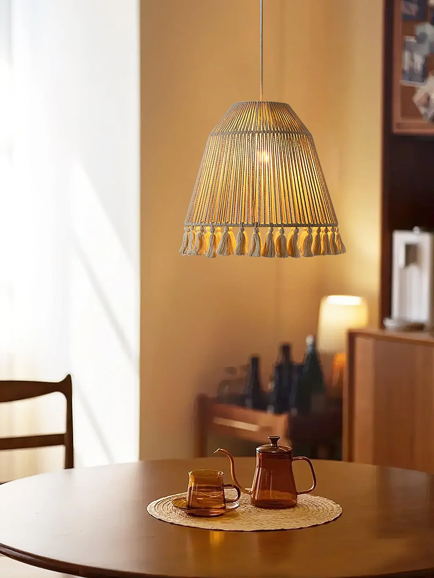 Alsolia Traditional Tassel Rope Pendant Light - Image 9