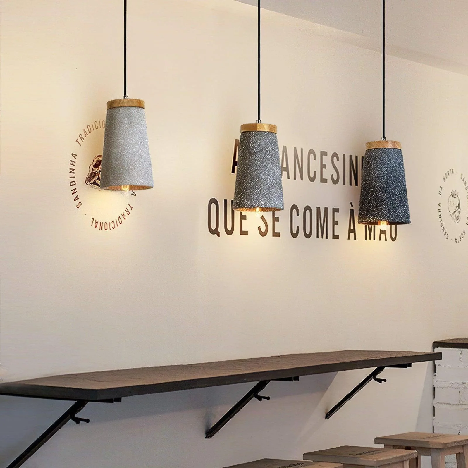 Althere Wood Cement Pendant Light - Image 12