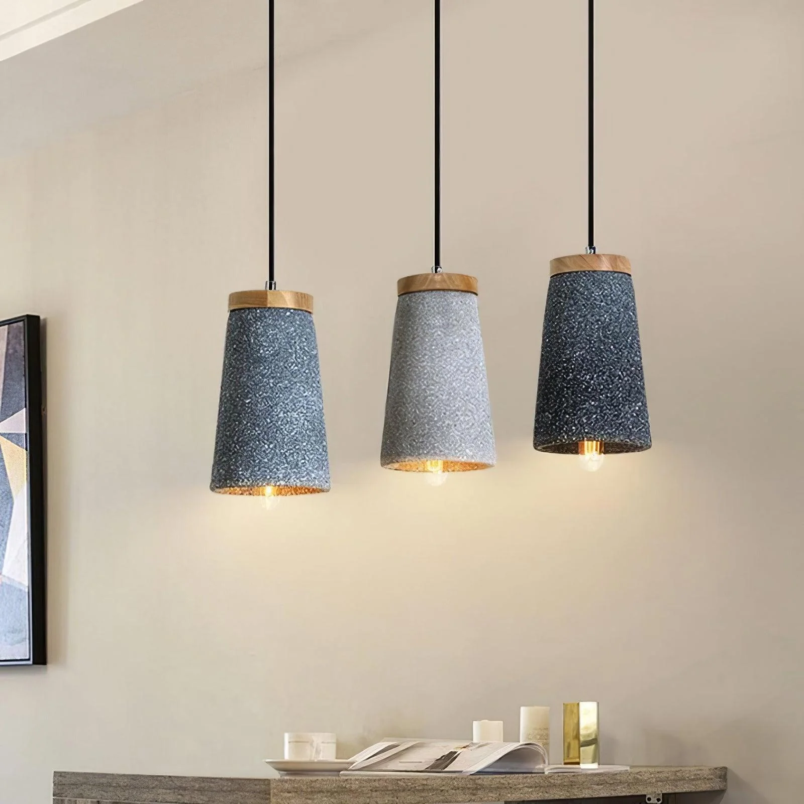 Althere Wood Cement Pendant Light - Image 17