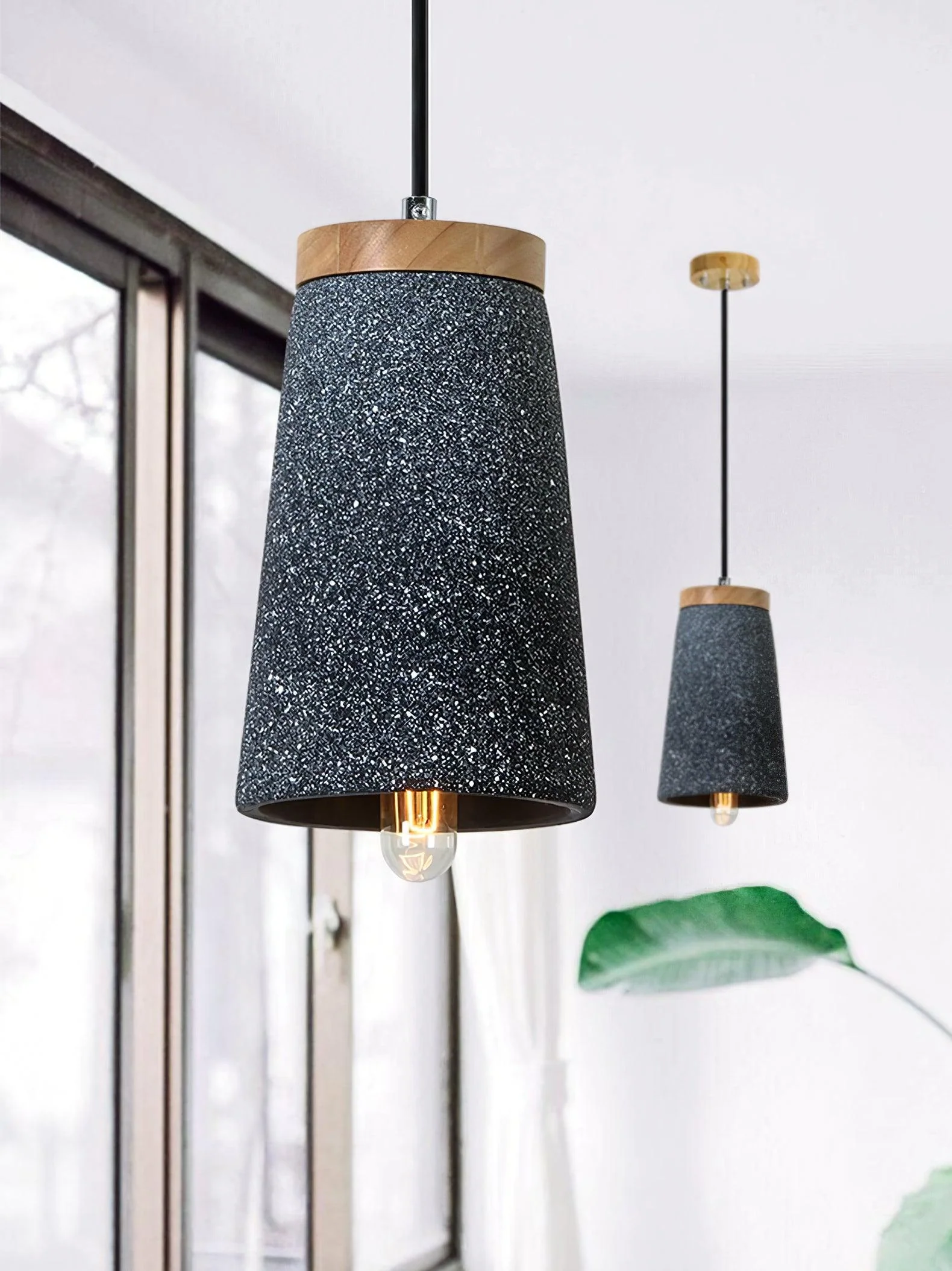 Althere Wood Cement Pendant Light - Image 2