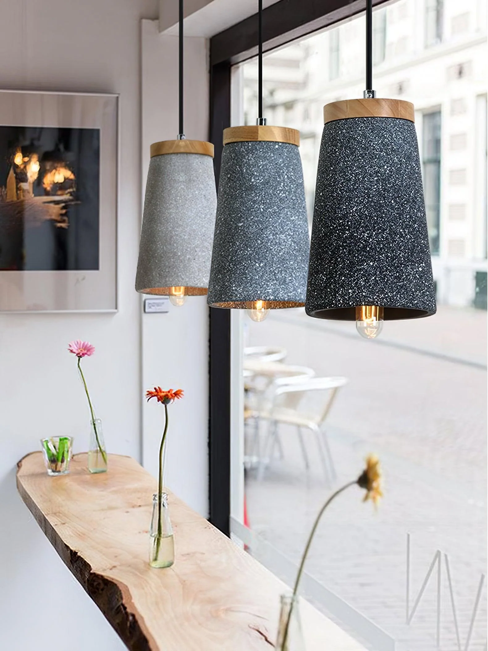 Althere Wood Cement Pendant Light - Image 3