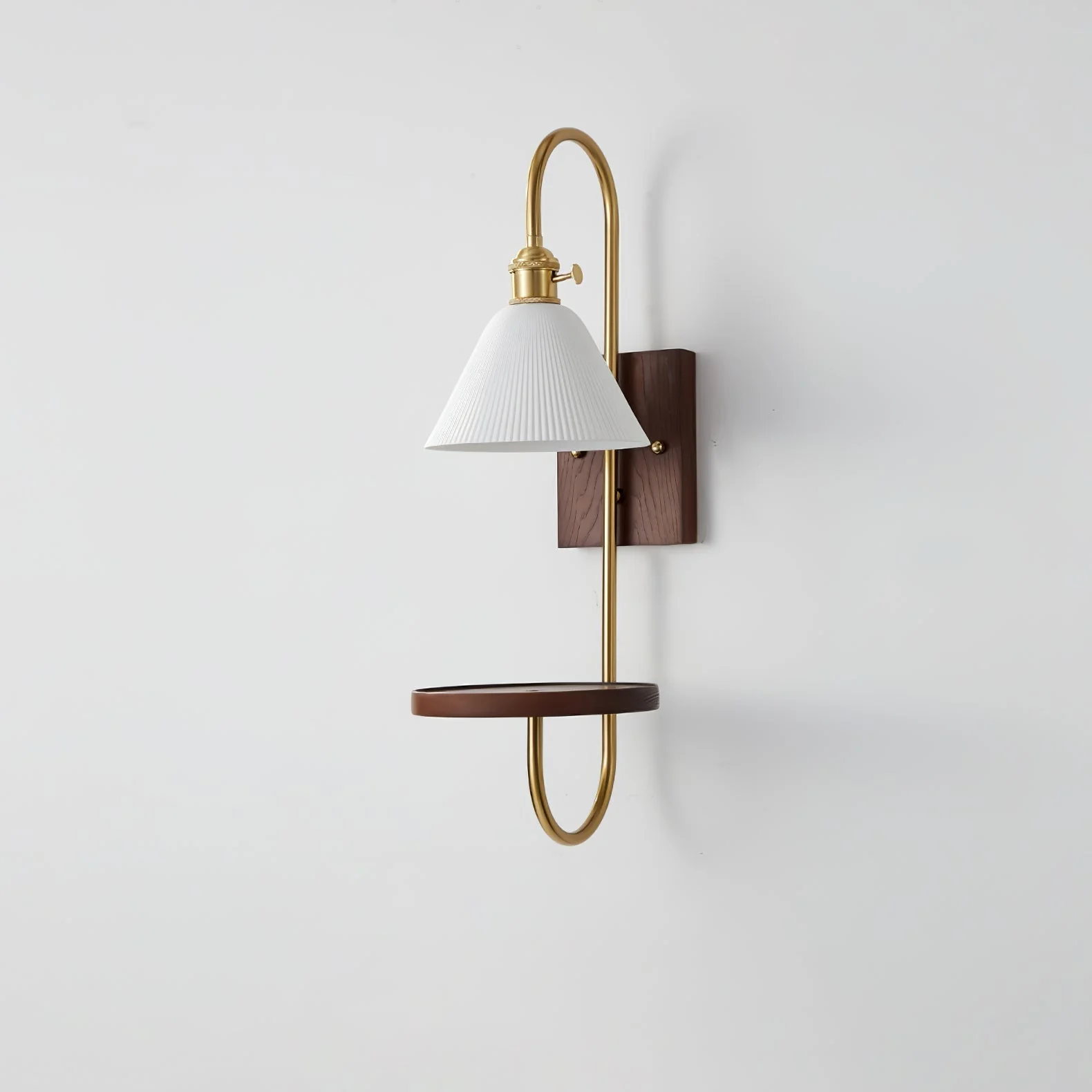 Altheus Nordic Art Shelf Walnut Wood Ceramics Sconce Wall lamp - Image 2