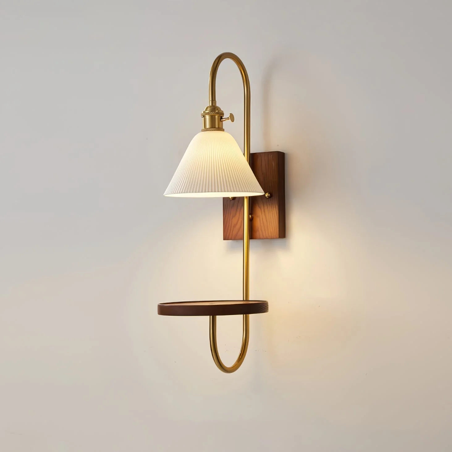 Altheus Nordic Art Shelf Walnut Wood Ceramics Sconce Wall lamp - Image 21