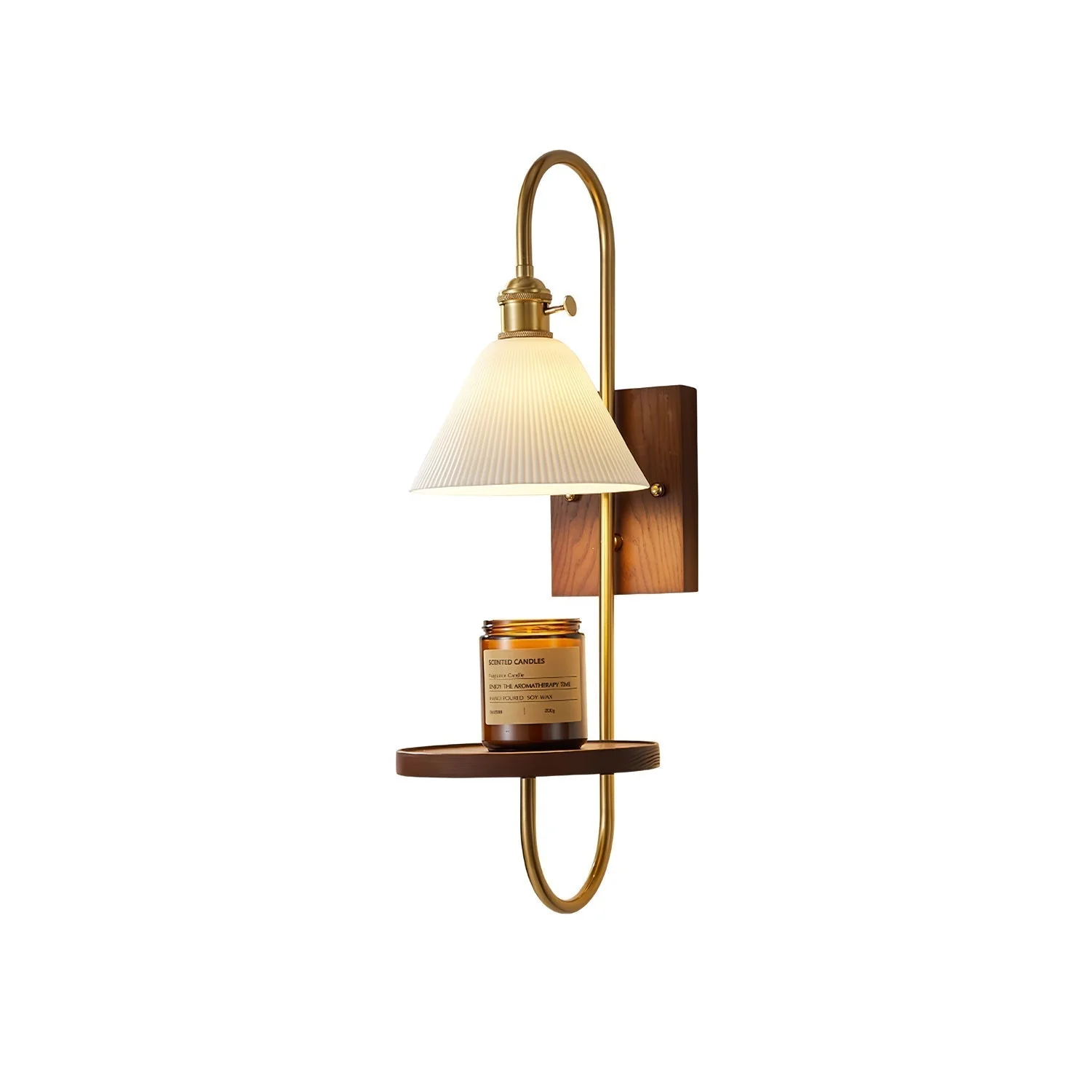 Altheus Nordic Art Shelf Walnut Wood Ceramics Sconce Wall lamp - Image 24