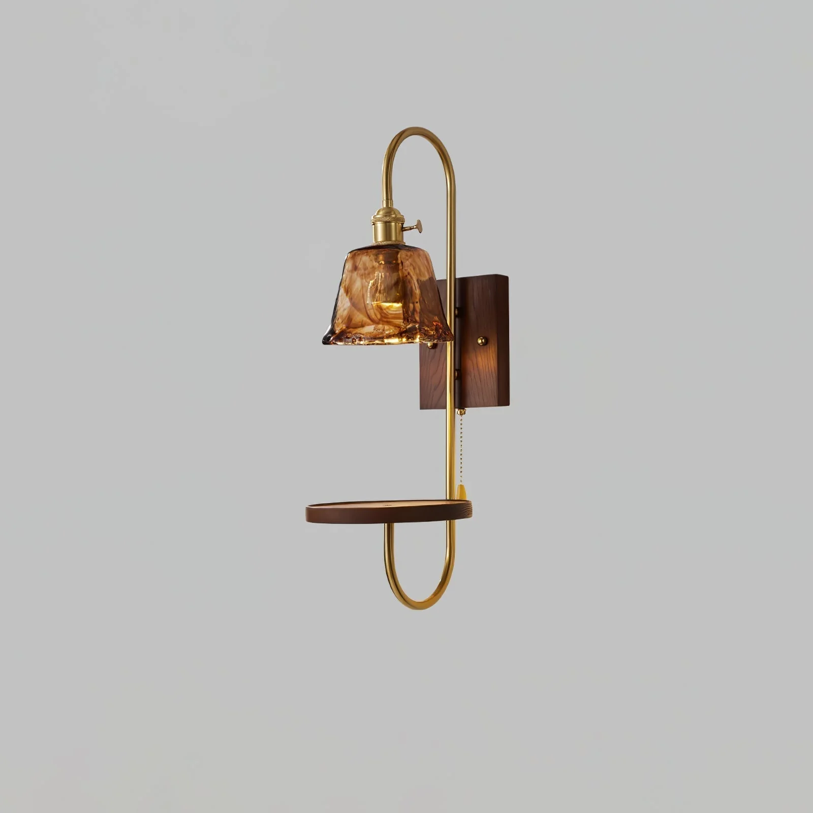 Altheus Nordic Art Shelf Walnut Wood Ceramics Sconce Wall lamp - Image 3