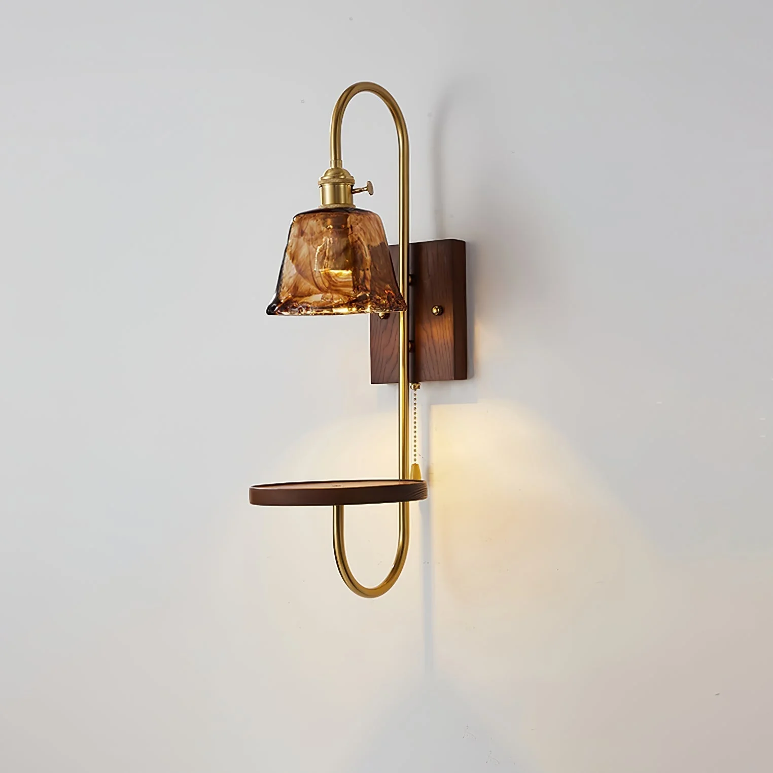 Altheus Nordic Art Shelf Walnut Wood Ceramics Sconce Wall lamp - Image 6