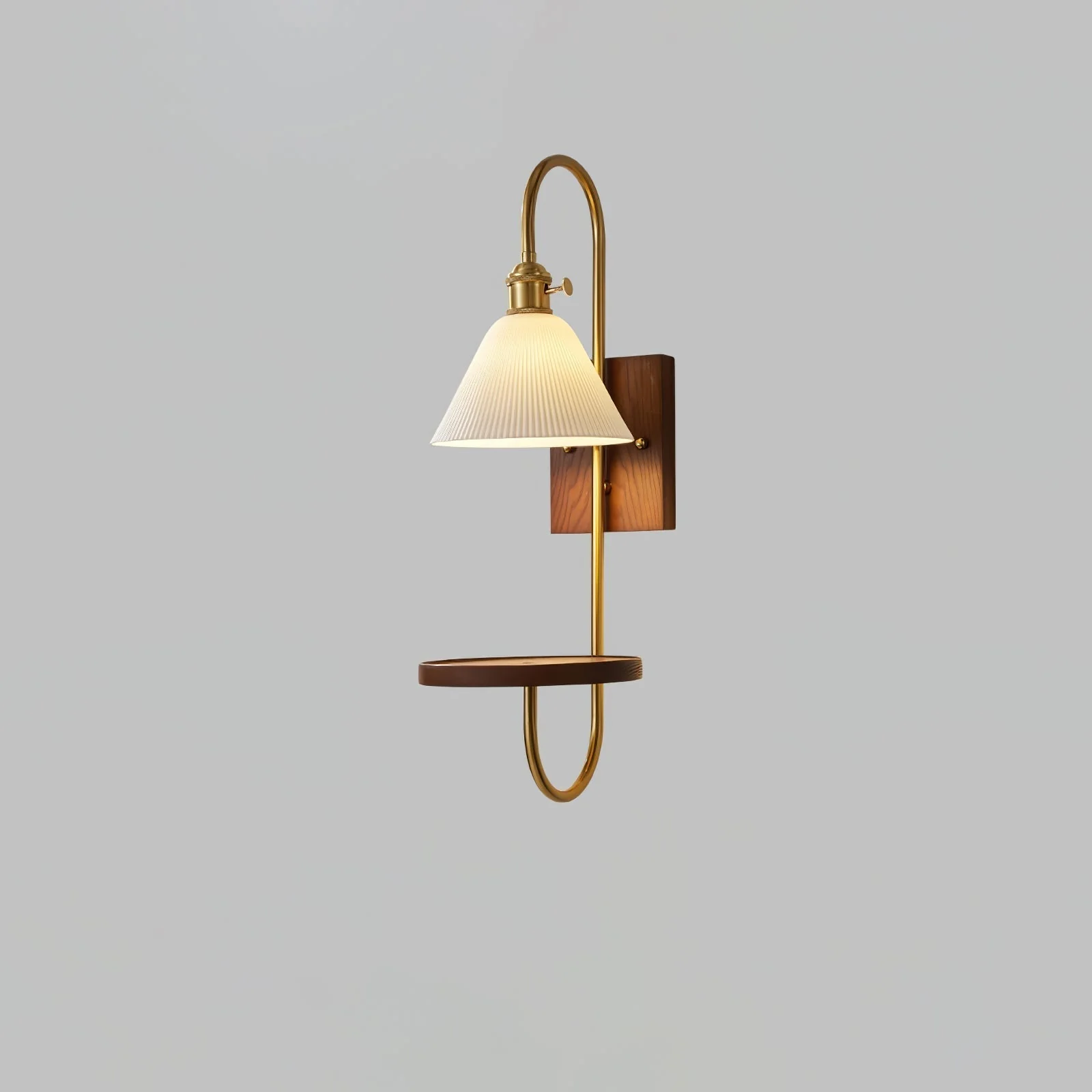 Altheus Nordic Art Shelf Walnut Wood Ceramics Sconce Wall lamp - Image 7
