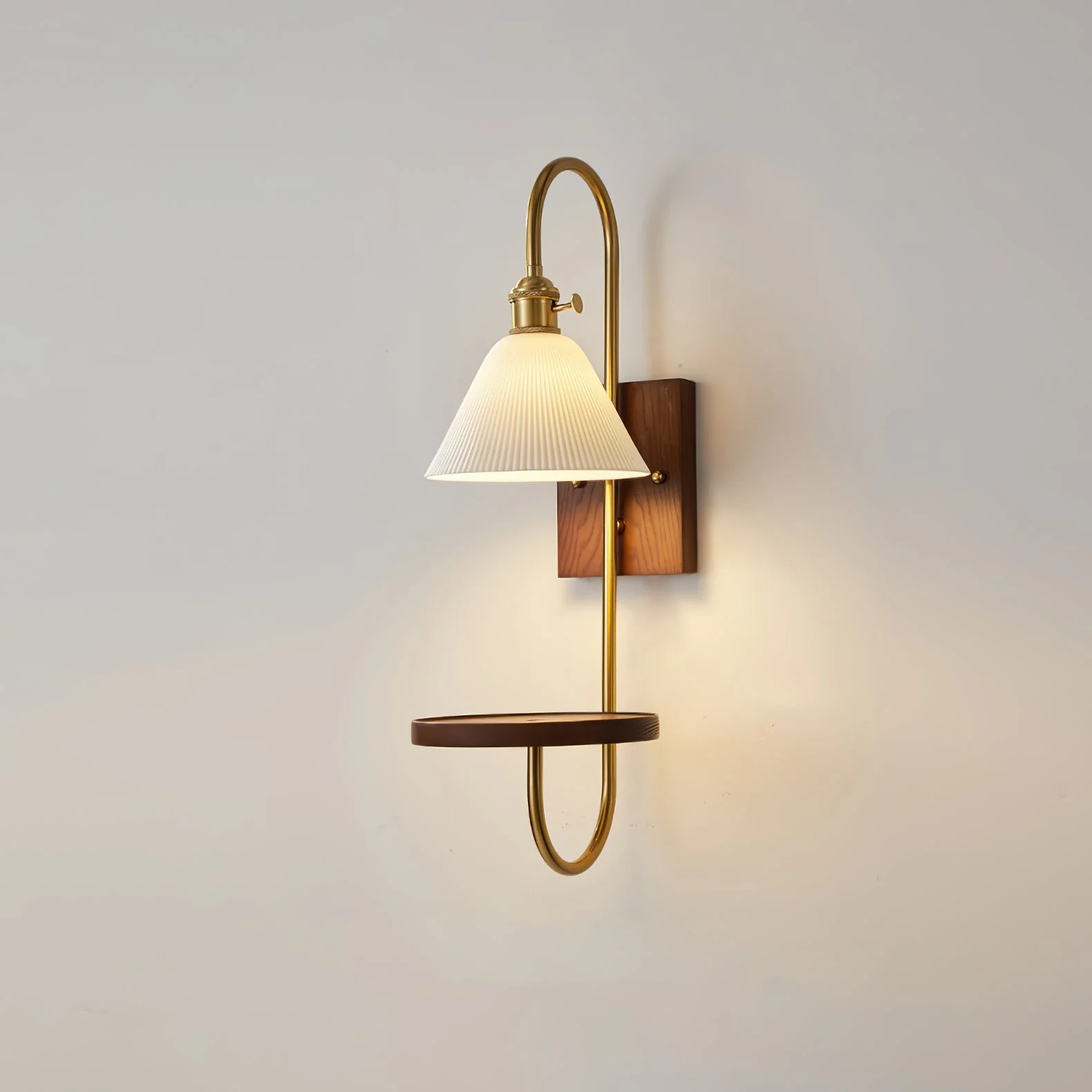 Altheus Nordic Art Shelf Walnut Wood Ceramics Sconce Wall lamp - Image 9