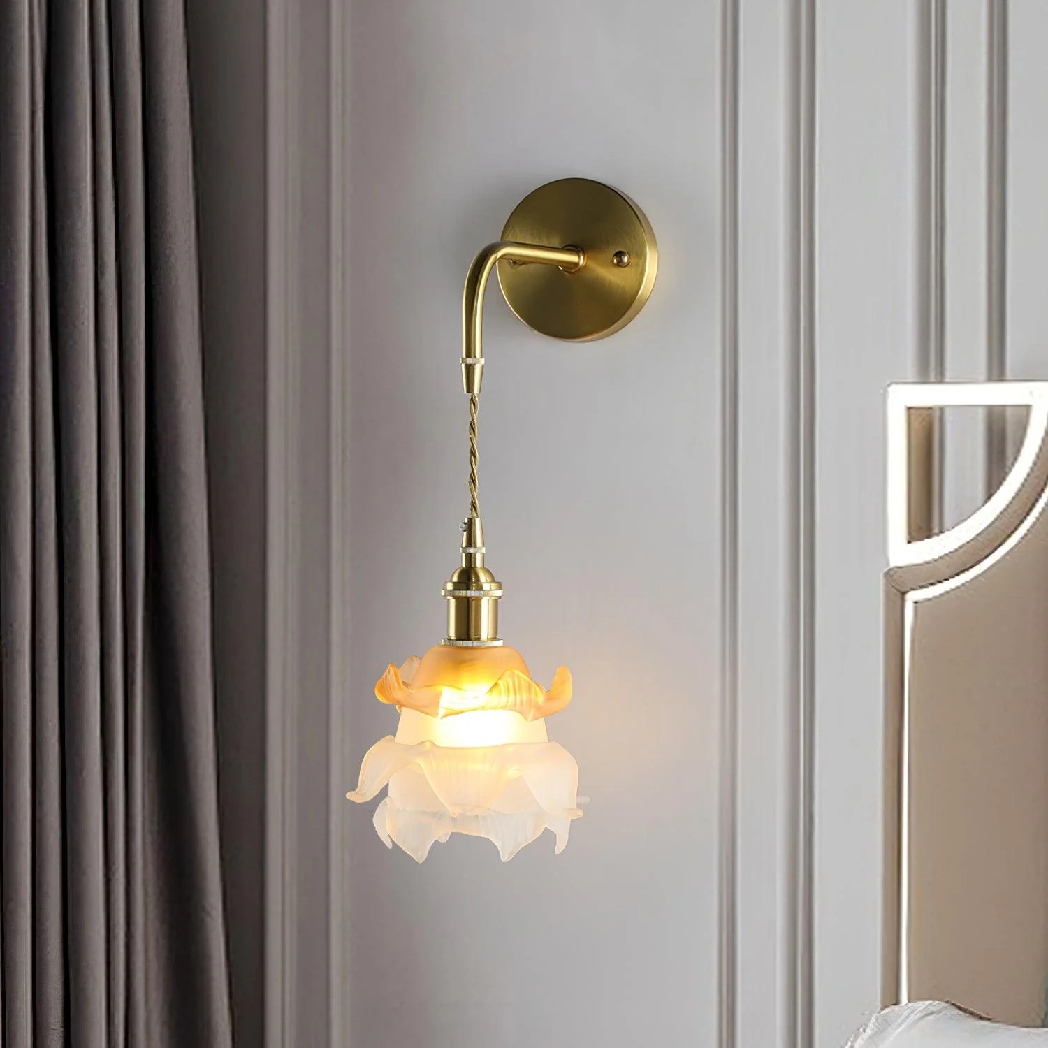 Amarira Premium Elegance Brass Glass Wall Lamp - Image 5