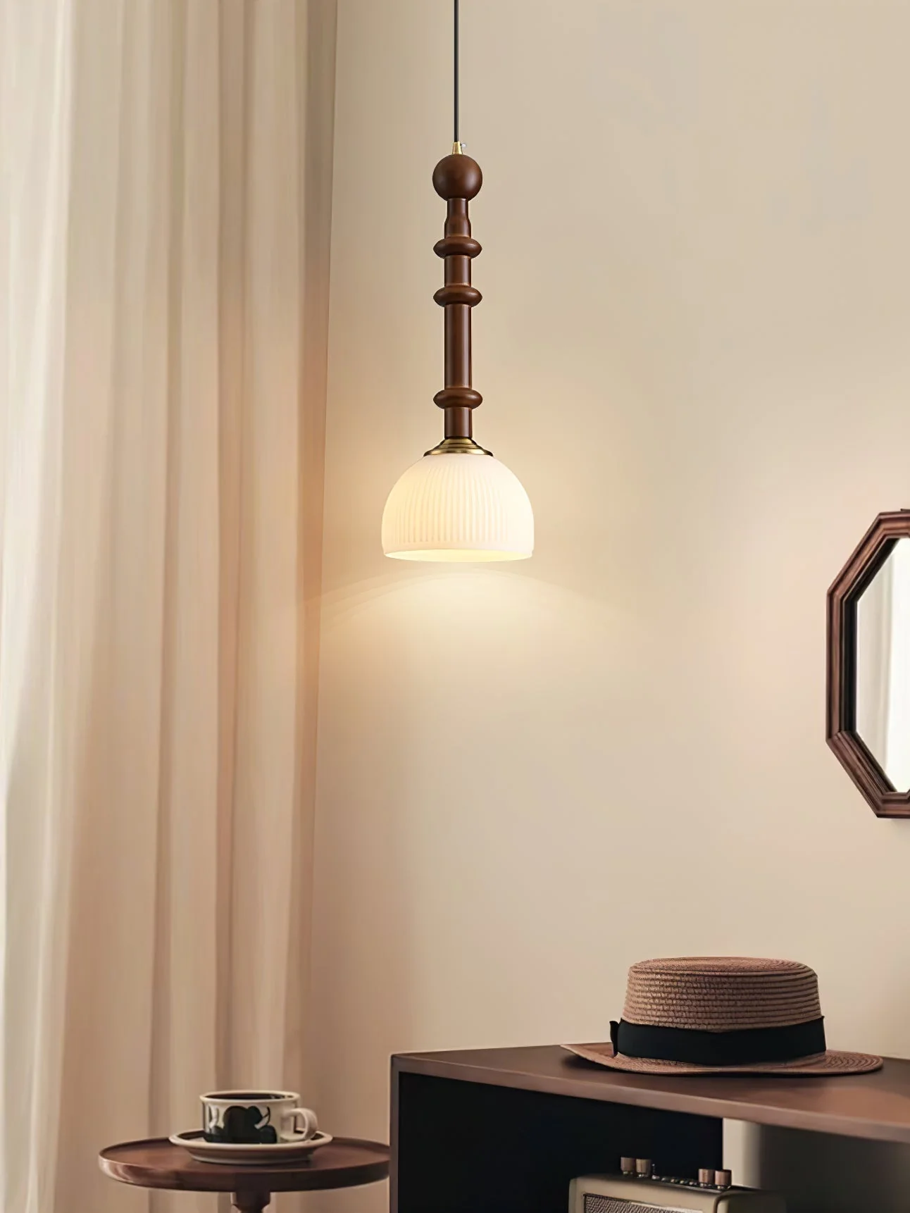 AmberGlow Vintage Wood Pendant Lamp - Image 28