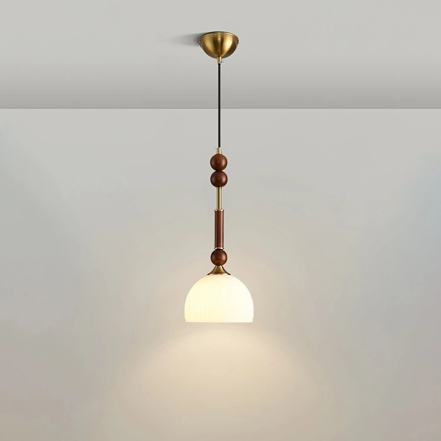 AmberGlow Vintage Wood Pendant Lamp - Image 3