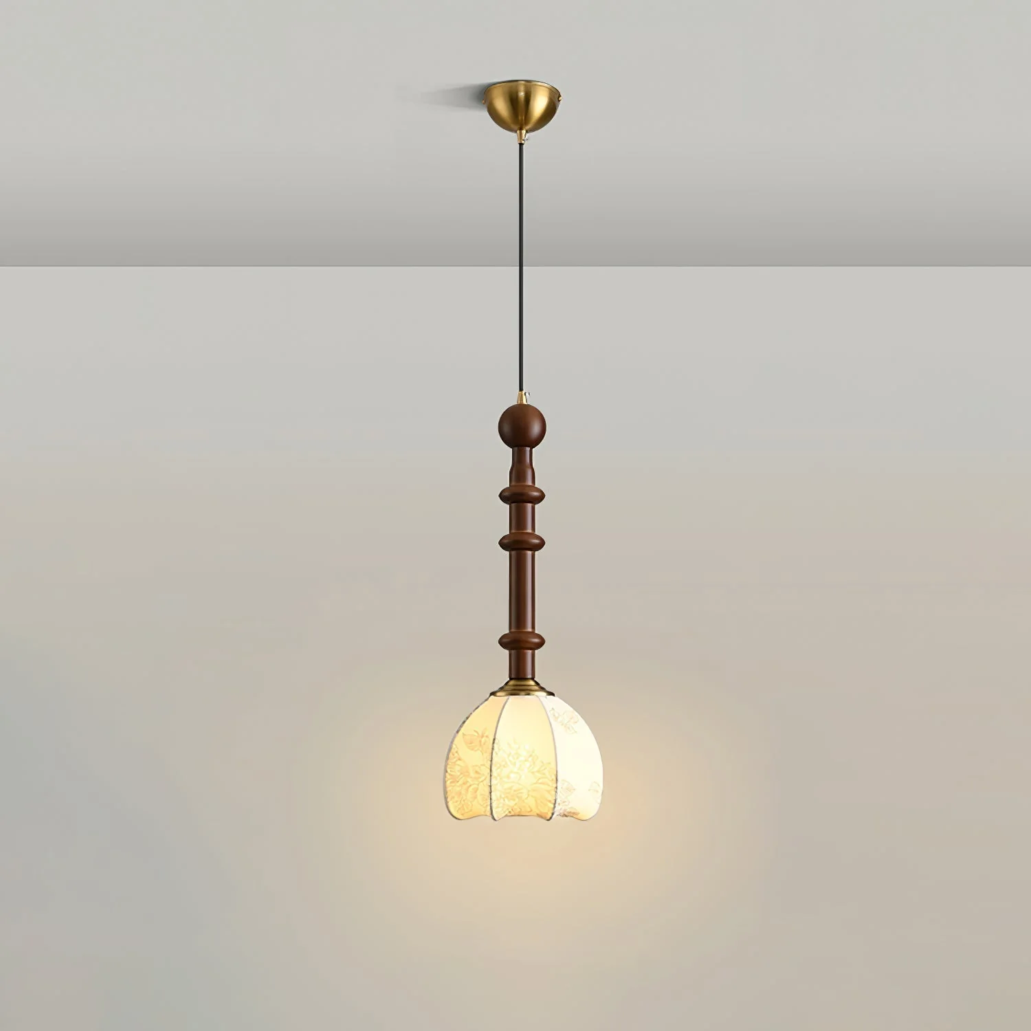 AmberGlow Vintage Wood Pendant Lamp - Image 9