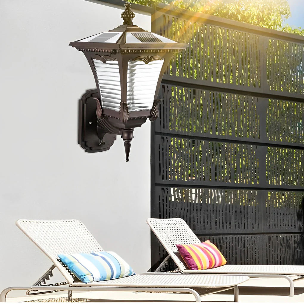 Angelia Vintage Striped LED Retro Glass Outdoor Wall Lights - Image 7