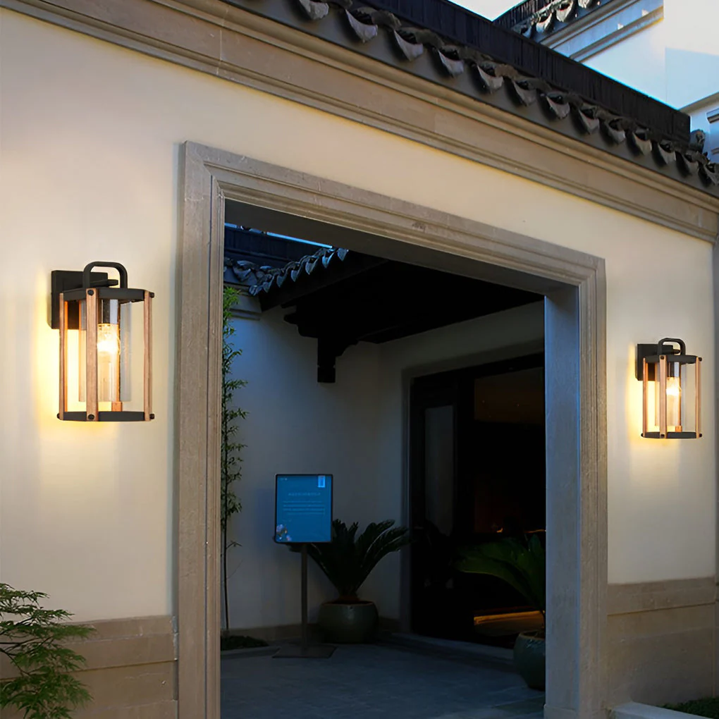 Anita Lantern Industrial Glass Outdoor Sconce Wall Light - Image 5