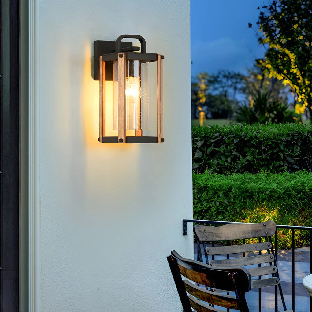 Anita Lantern Industrial Glass Outdoor Sconce Wall Light - Image 6