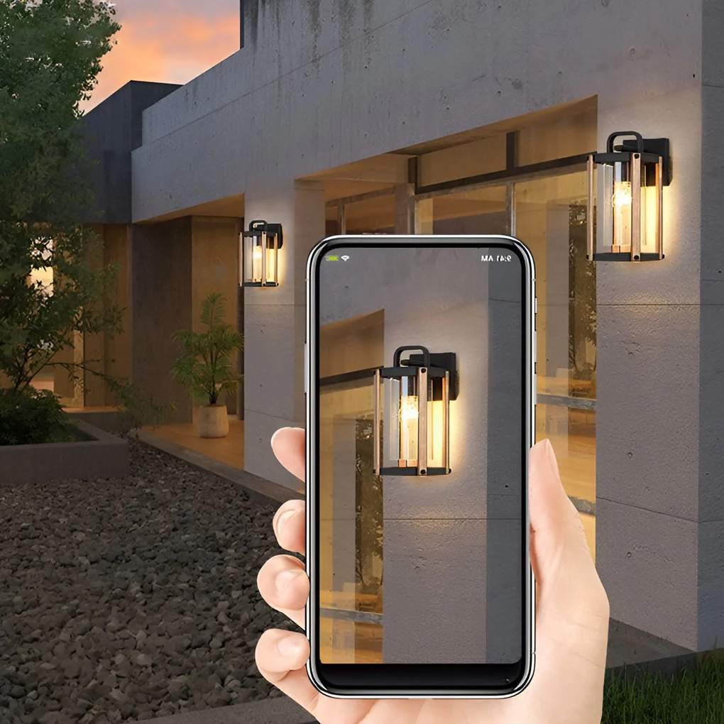 Anita Lantern Industrial Glass Outdoor Sconce Wall Light - Image 8