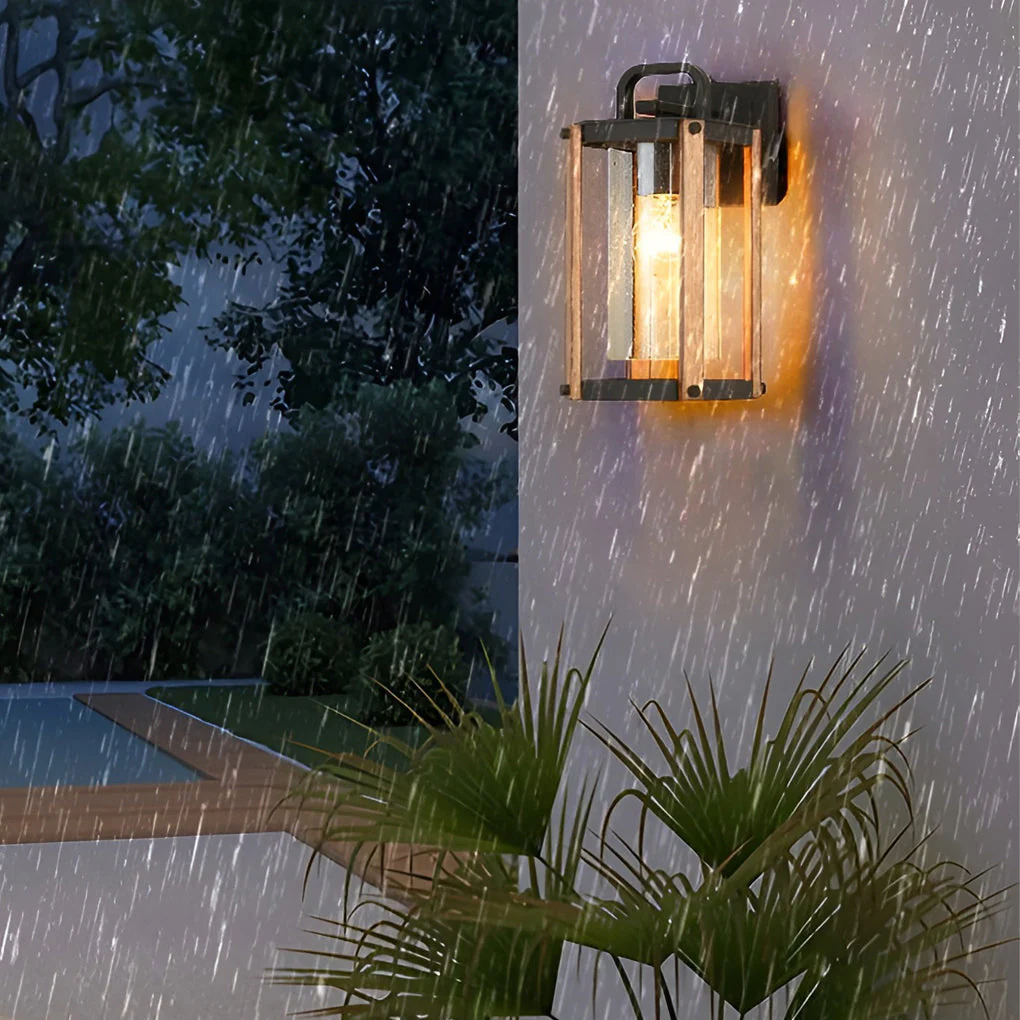 Anita Lantern Industrial Glass Outdoor Sconce Wall Light - Image 9