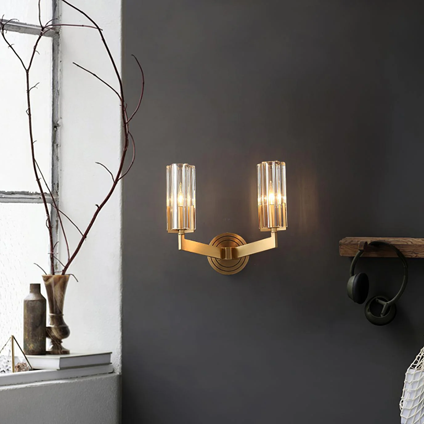 Aqua Premium Elegance Brass Glass Wall Lamp - Image 10