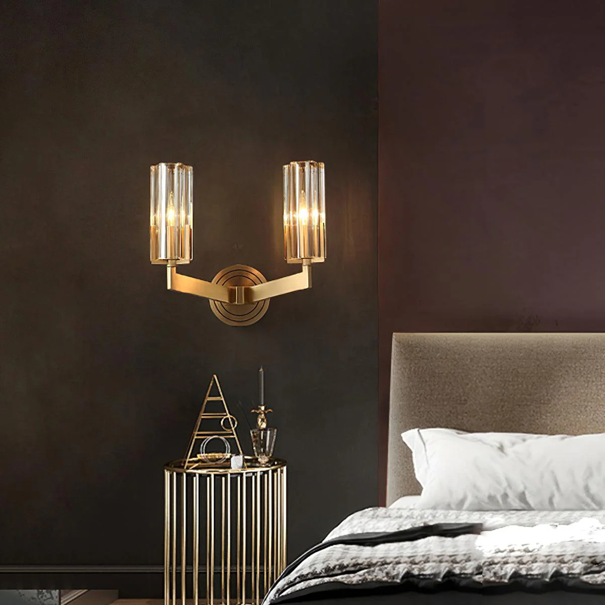 Aqua Premium Elegance Brass Glass Wall Lamp - Image 14